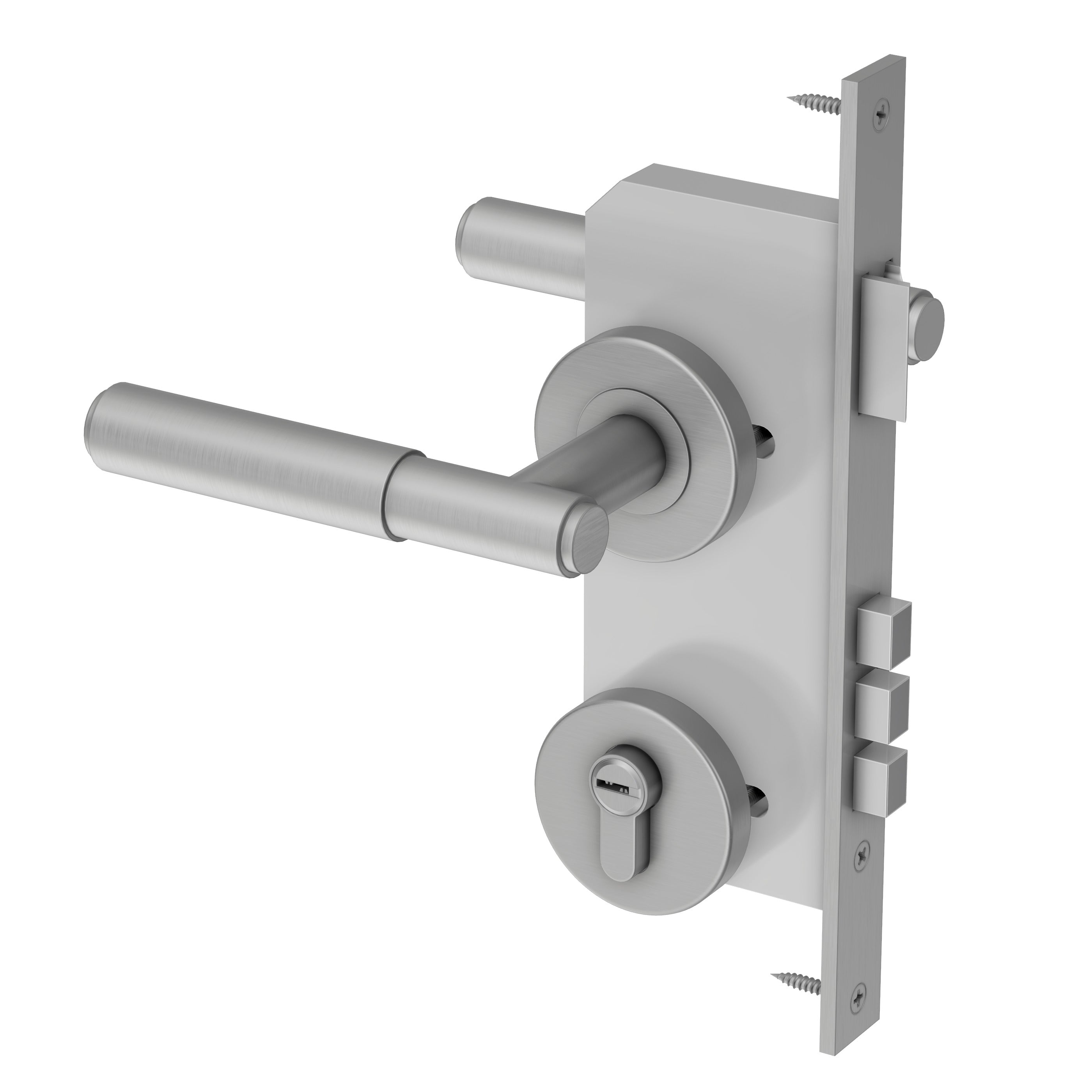 Lombardy Front Door Lock Set - Brushed Nickel