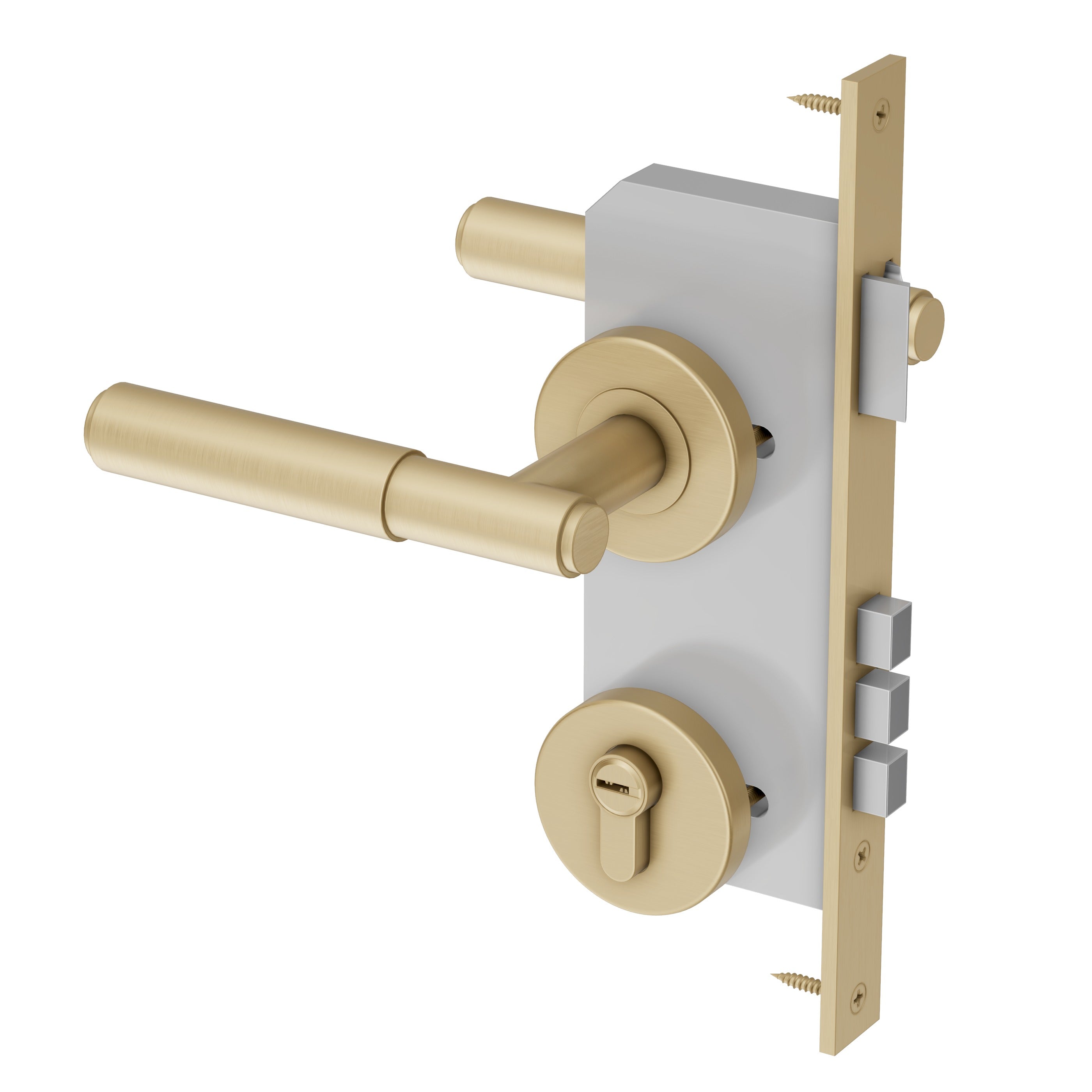 Lombardy Front Door Lock Set - Brushed Brass