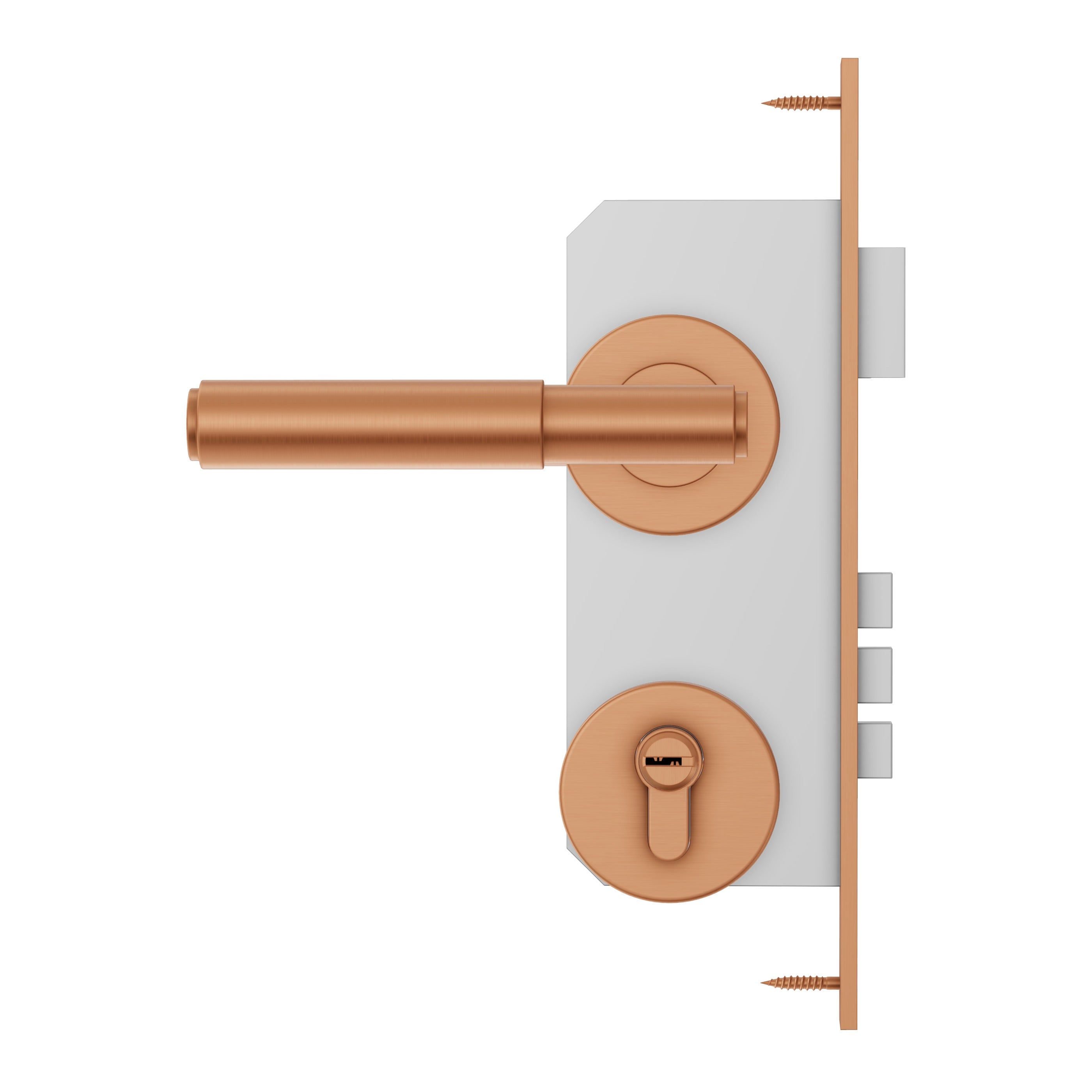 Lombardy Front Door Lock Set - Brushed Copper