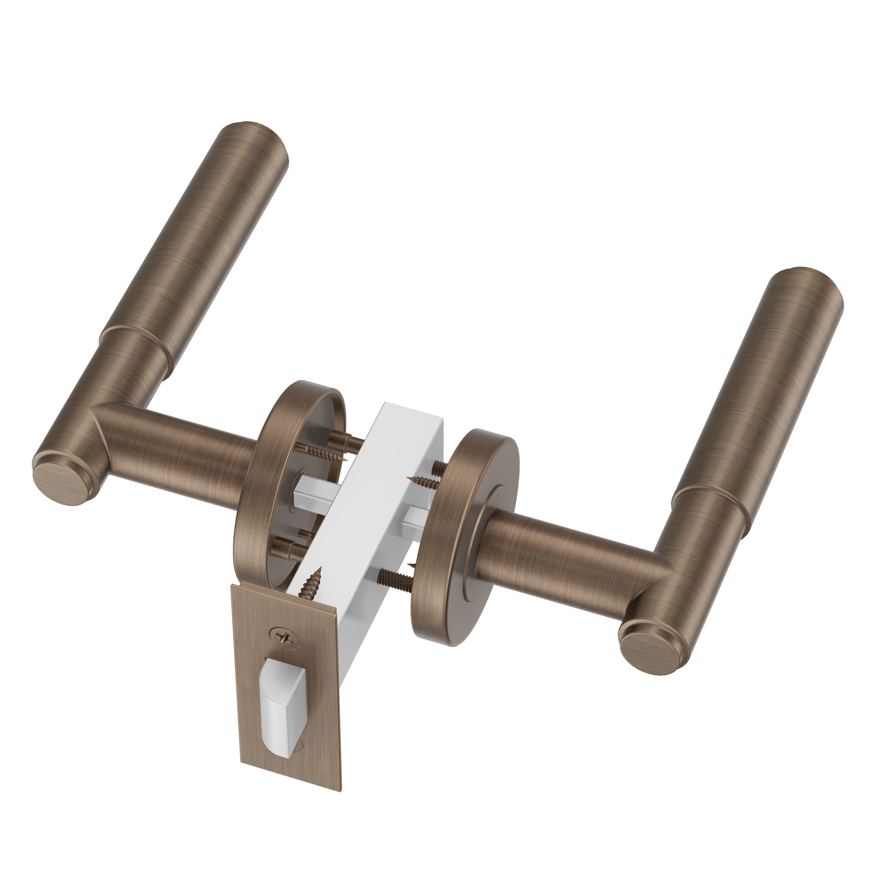 Lombardy Passage Door Handle - Antique Brass