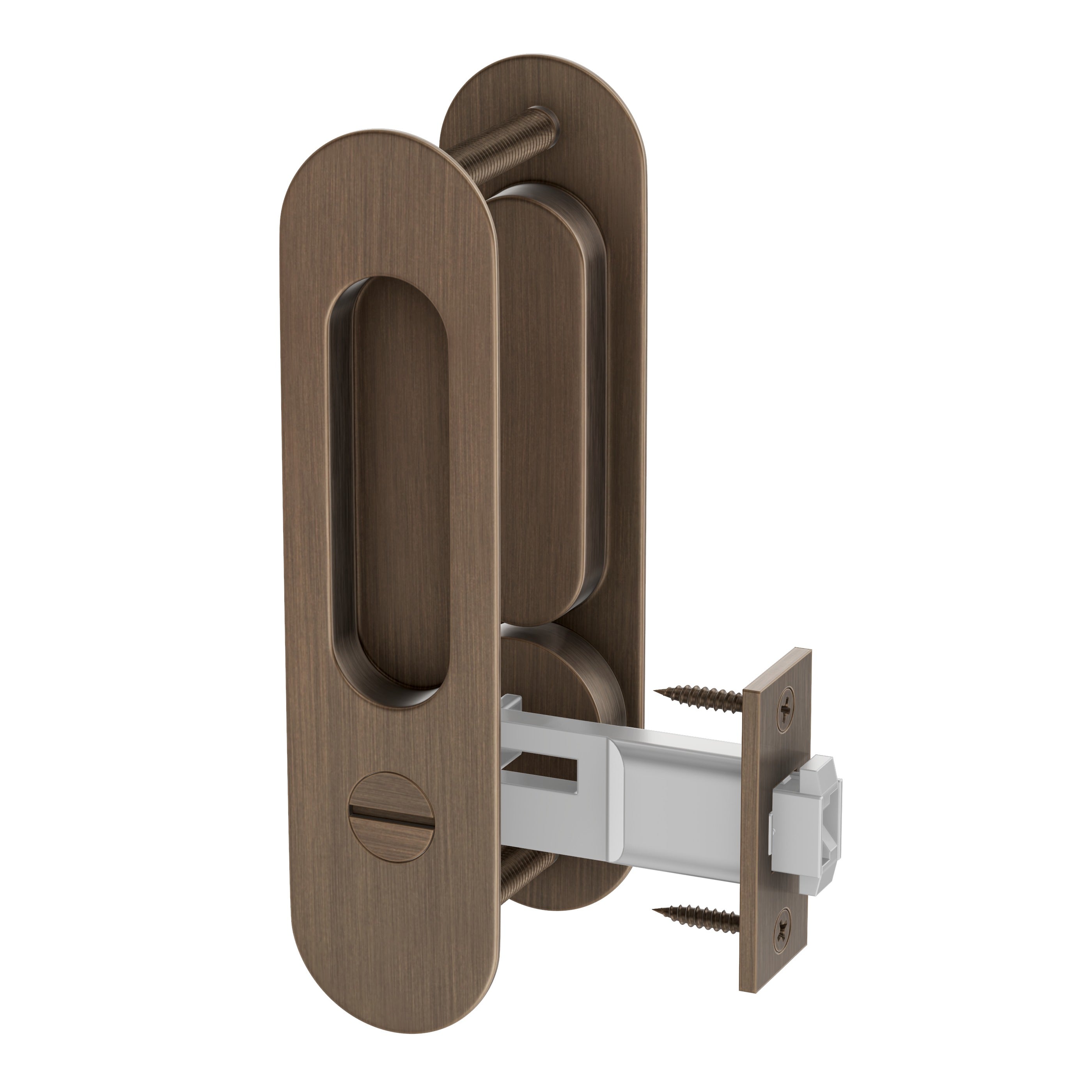 Lombardy Privacy Sliding Door Lock - Antique Brass
