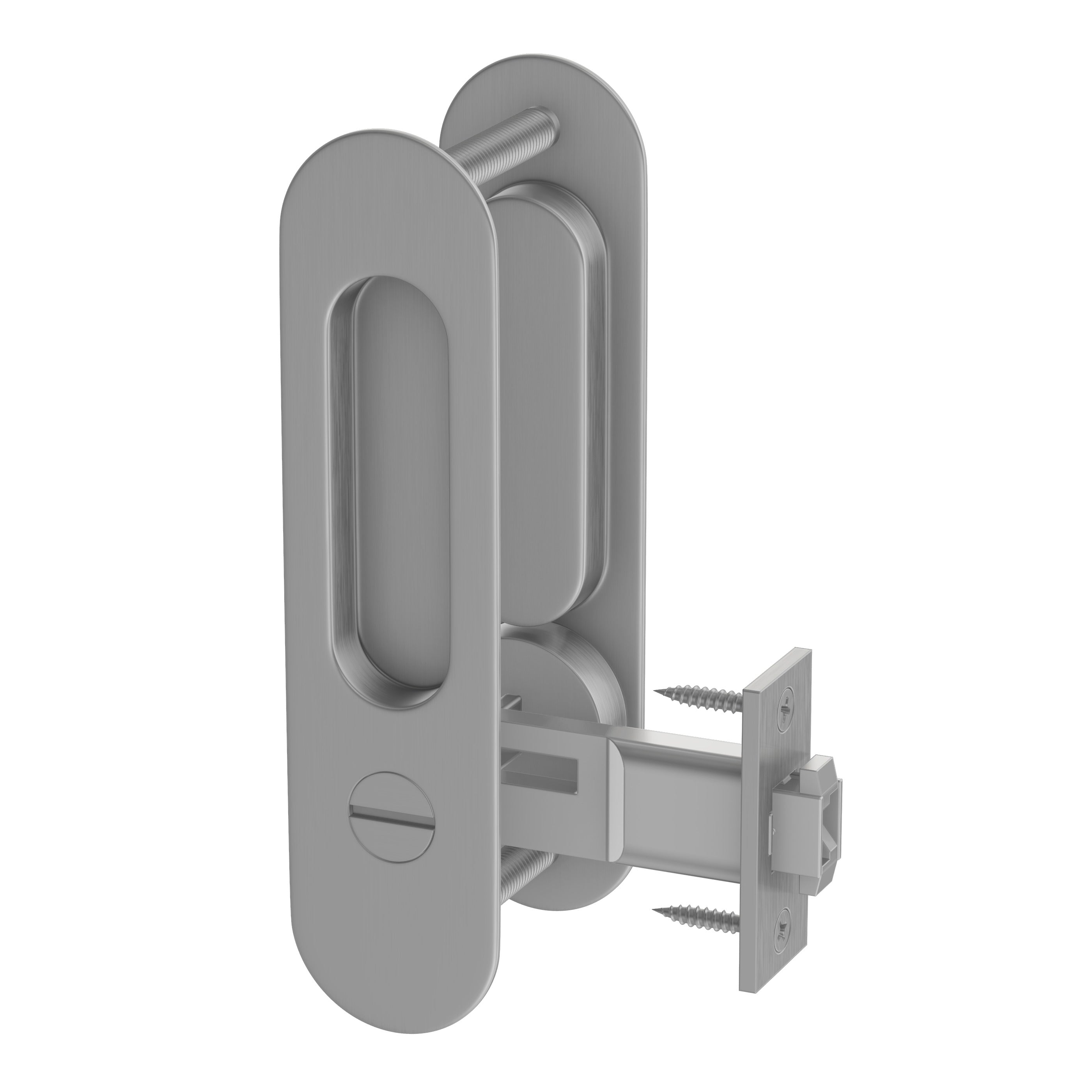 Lombardy Privacy Sliding Door Lock - Brushed Nickel