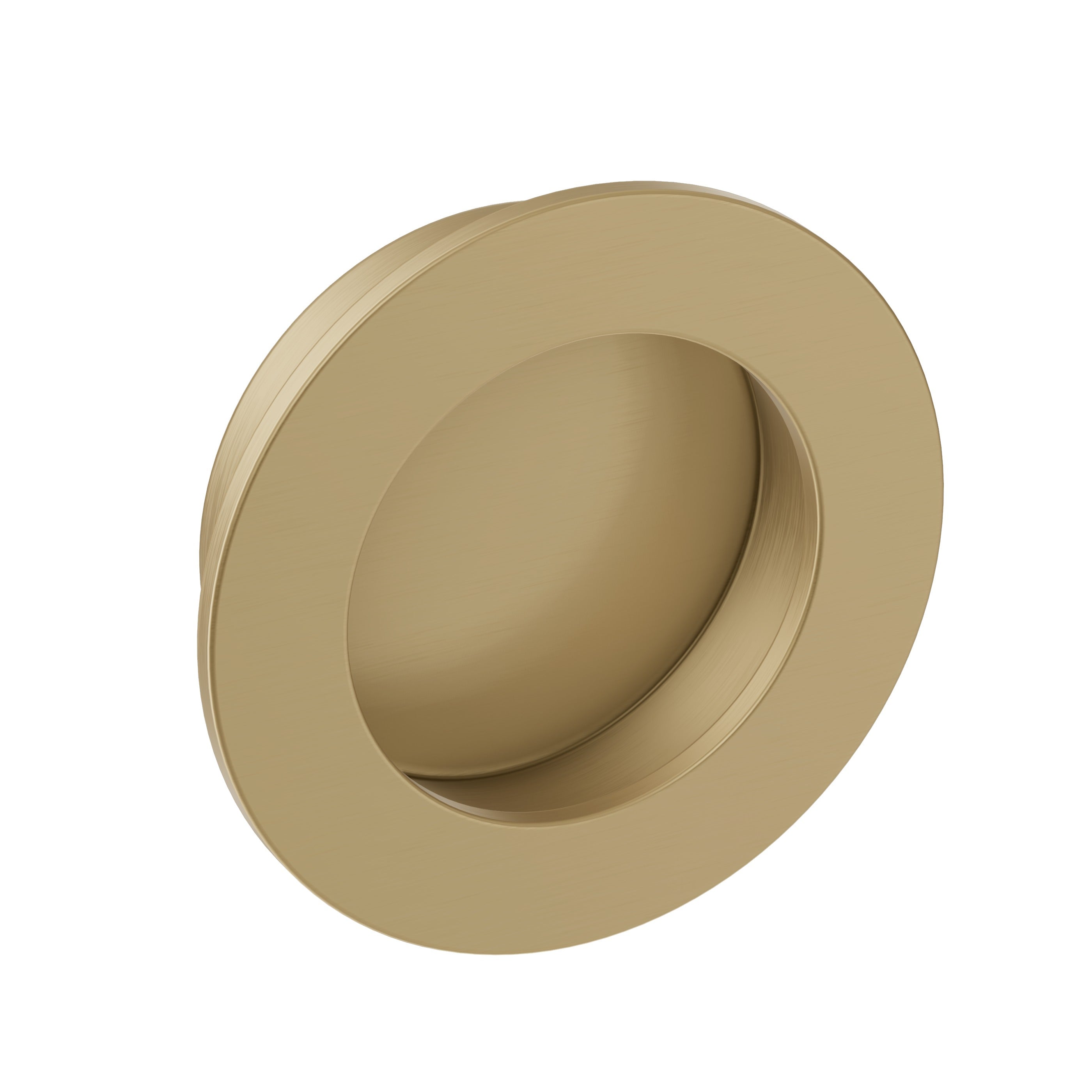 Lombardy Sliding Door Round Flush Pull – Brushed Brass