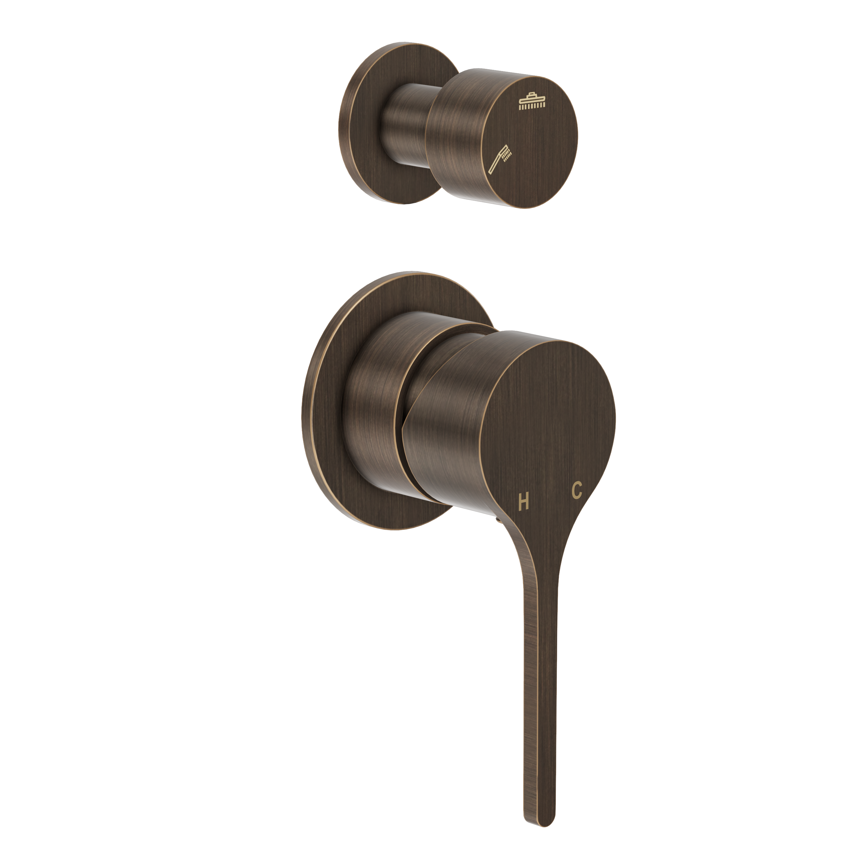 Sereno Minimal Diverter Wall Mixer - Antique Brass