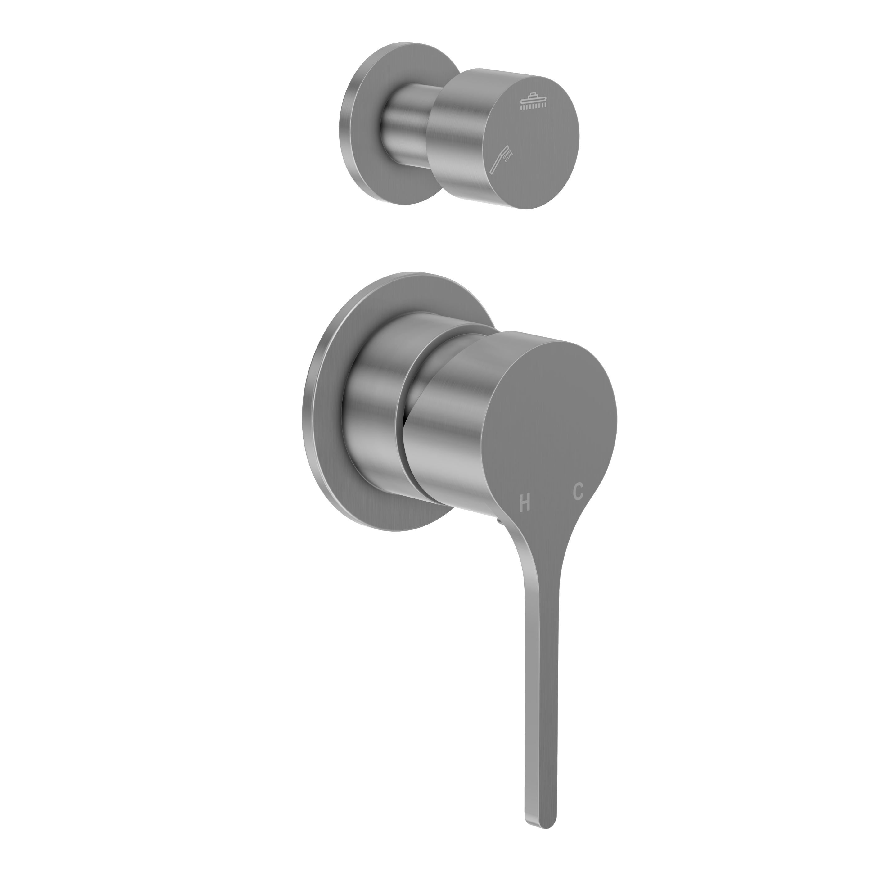 Sereno Minimal Diverter Wall Mixer - Brushed Nickel
