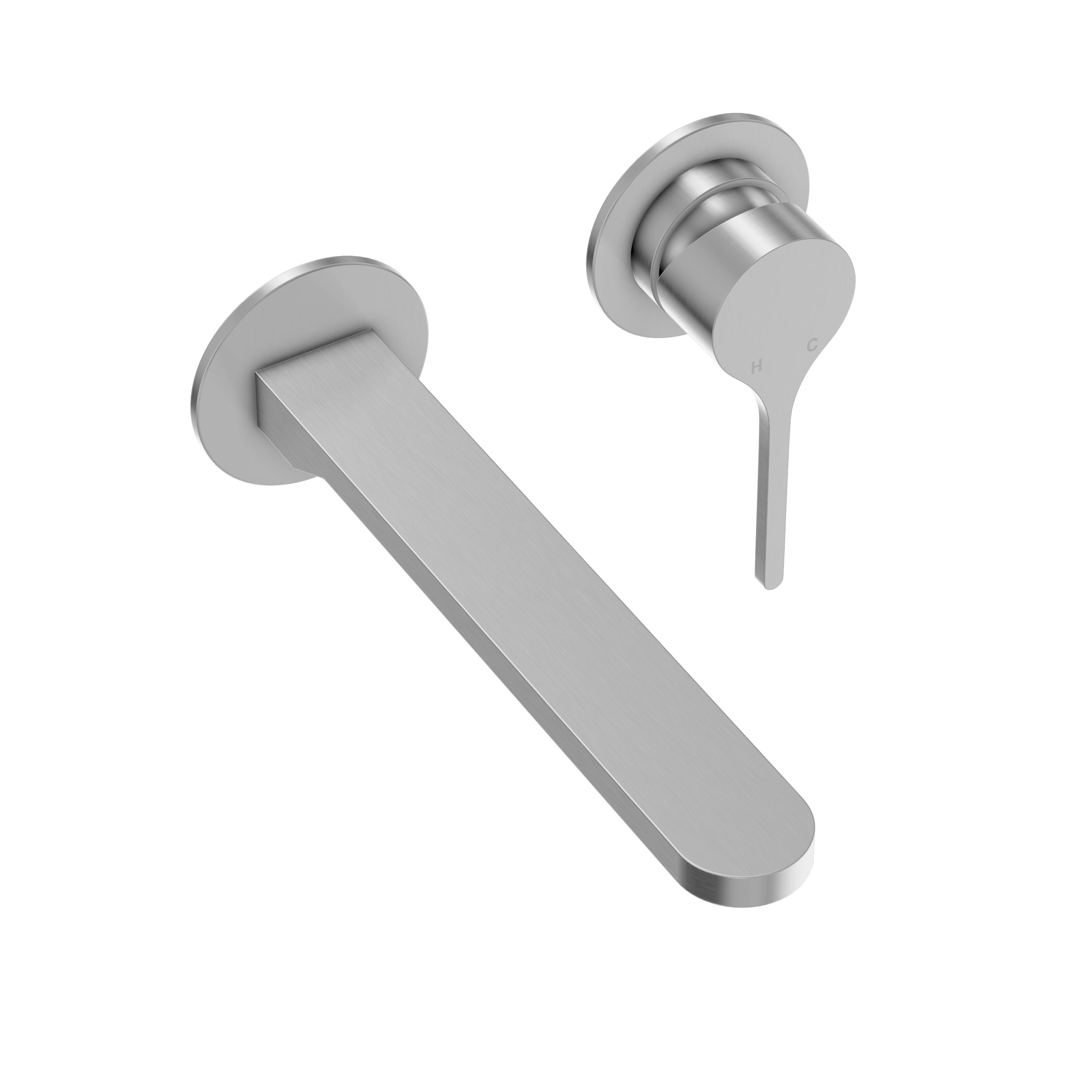 Sereno Minimal Wall Basin Mixer Tap - Brushed Nickel
