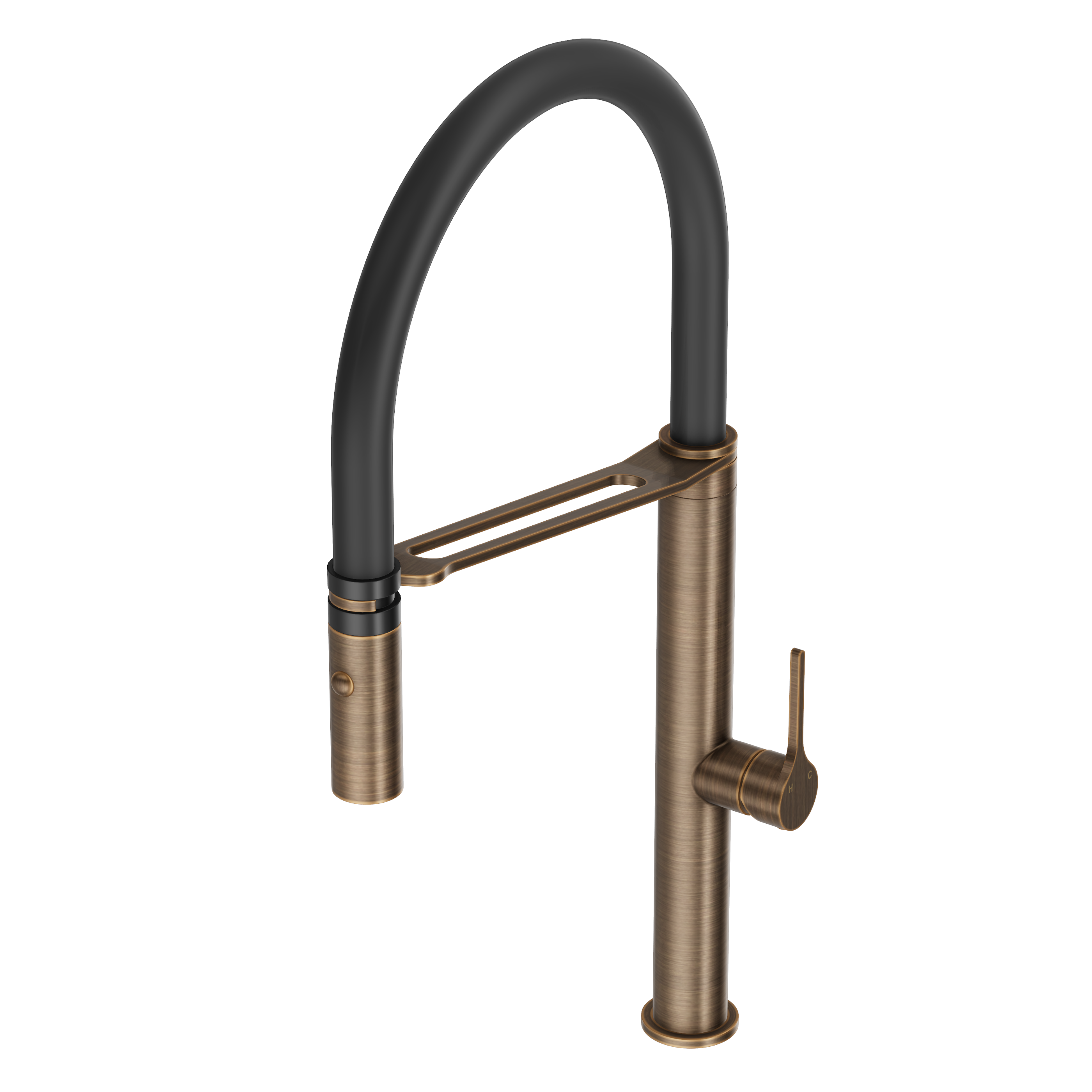 Sereno Pull Down Kitchen Mixer Tap - Antique Brass