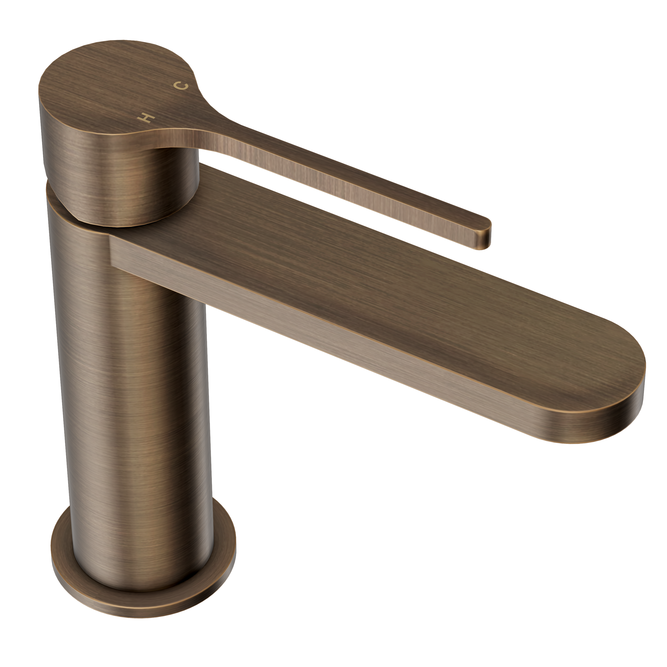 Sereno Short Basin Mixer Tap - Antique Brass