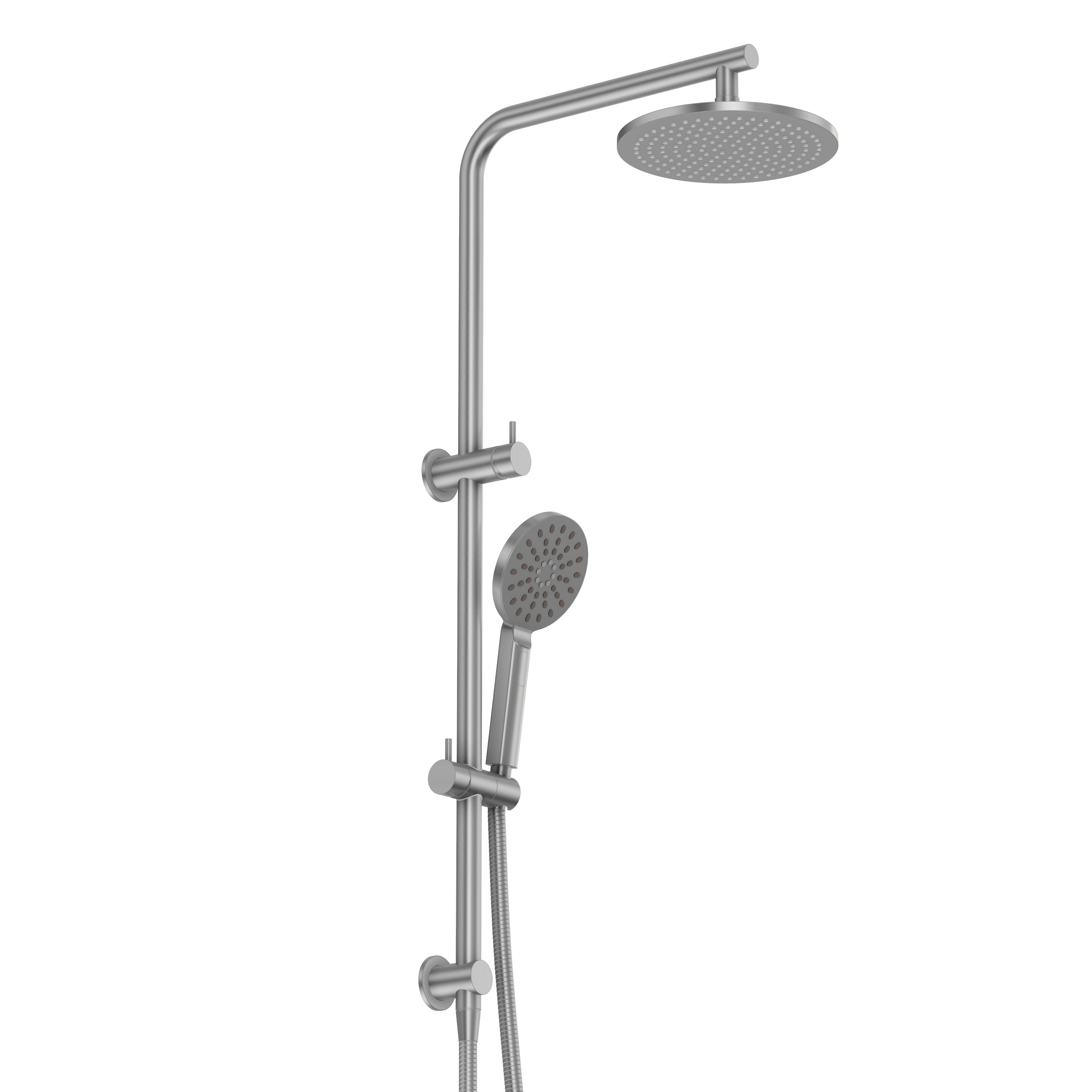 Shower Rail Set With Round Hand Wand - Brushed Nickel