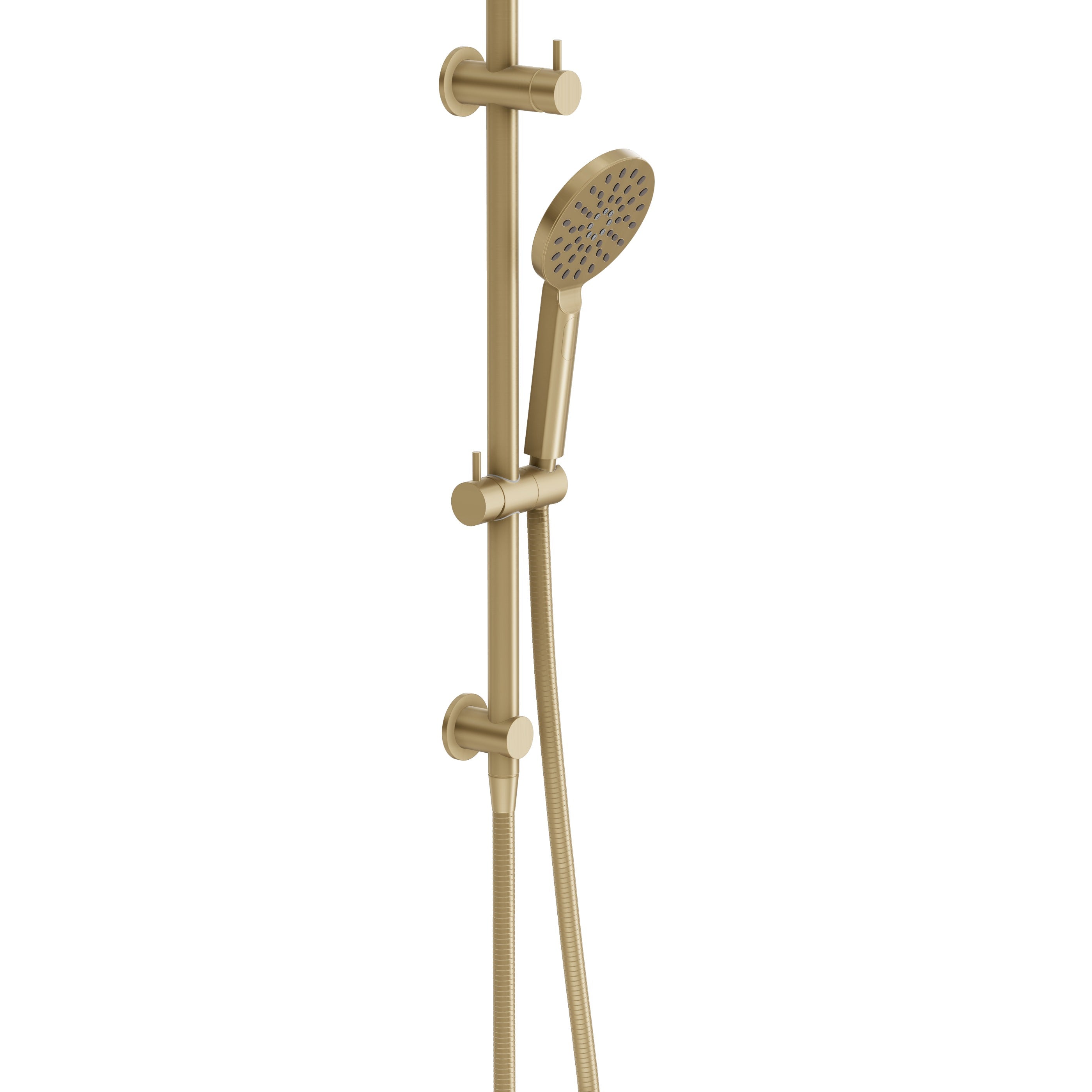 Shower Rail Set With Round Hand Wand - Brushed Brass