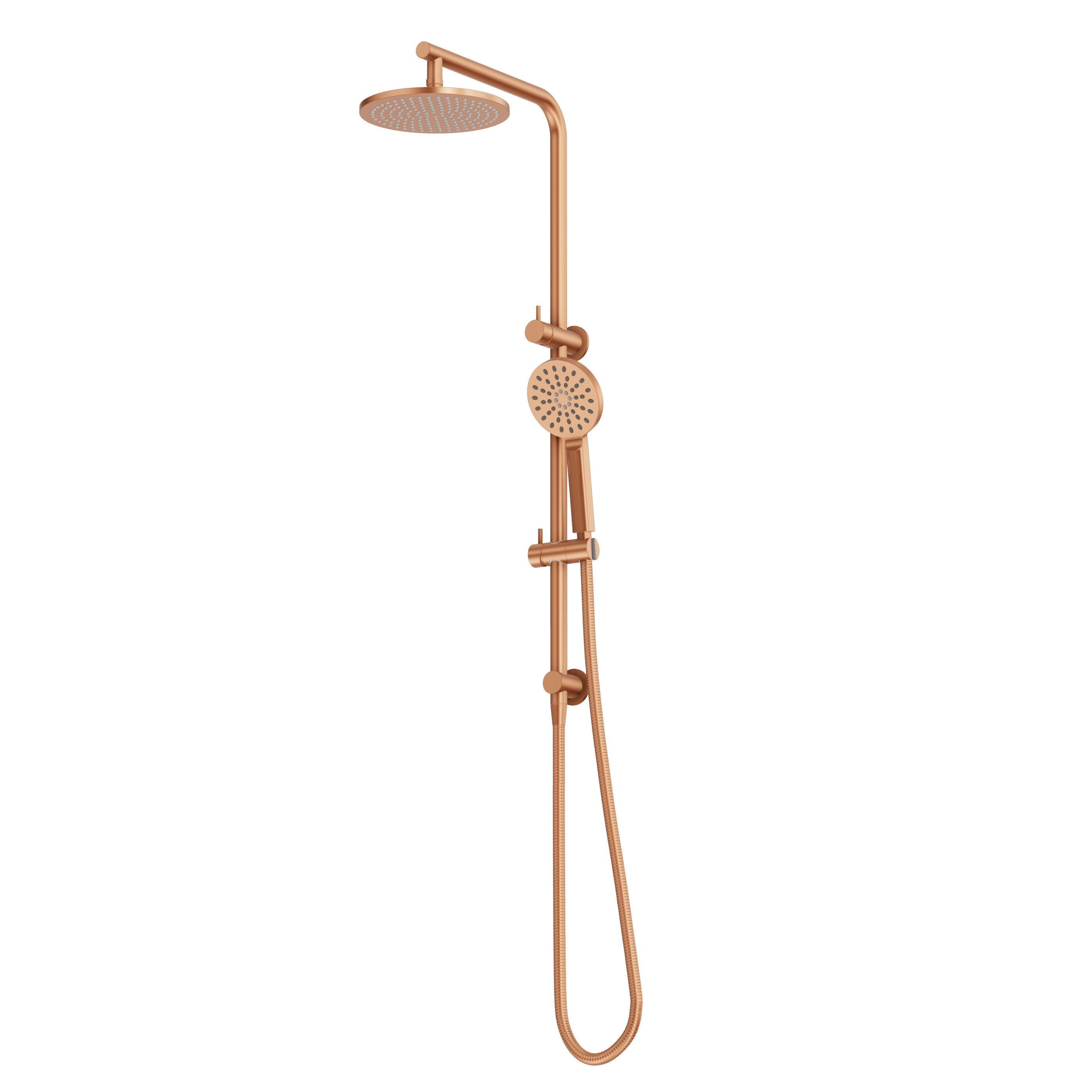 Shower Rail Set With Round Hand Wand - Brushed Copper