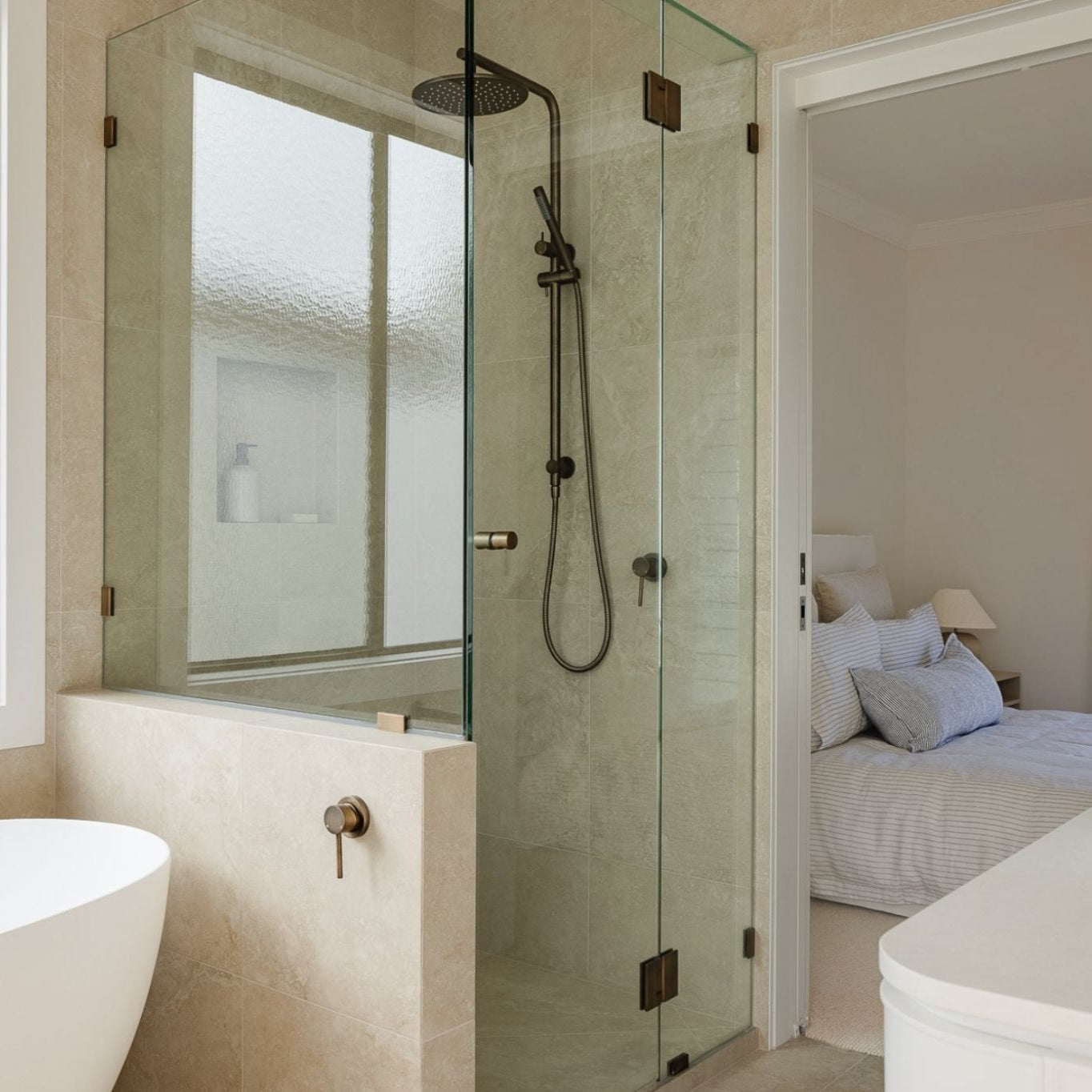 Shower Rail Set - Antique Brass