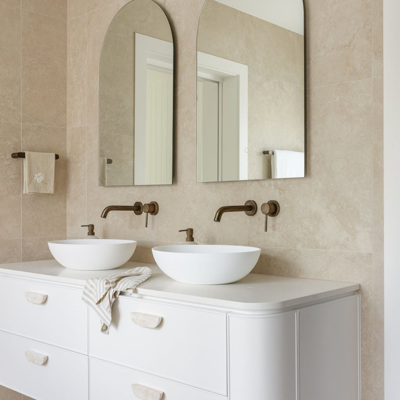 Haven Minimal Wall Mixer and Tap - Antique Brass