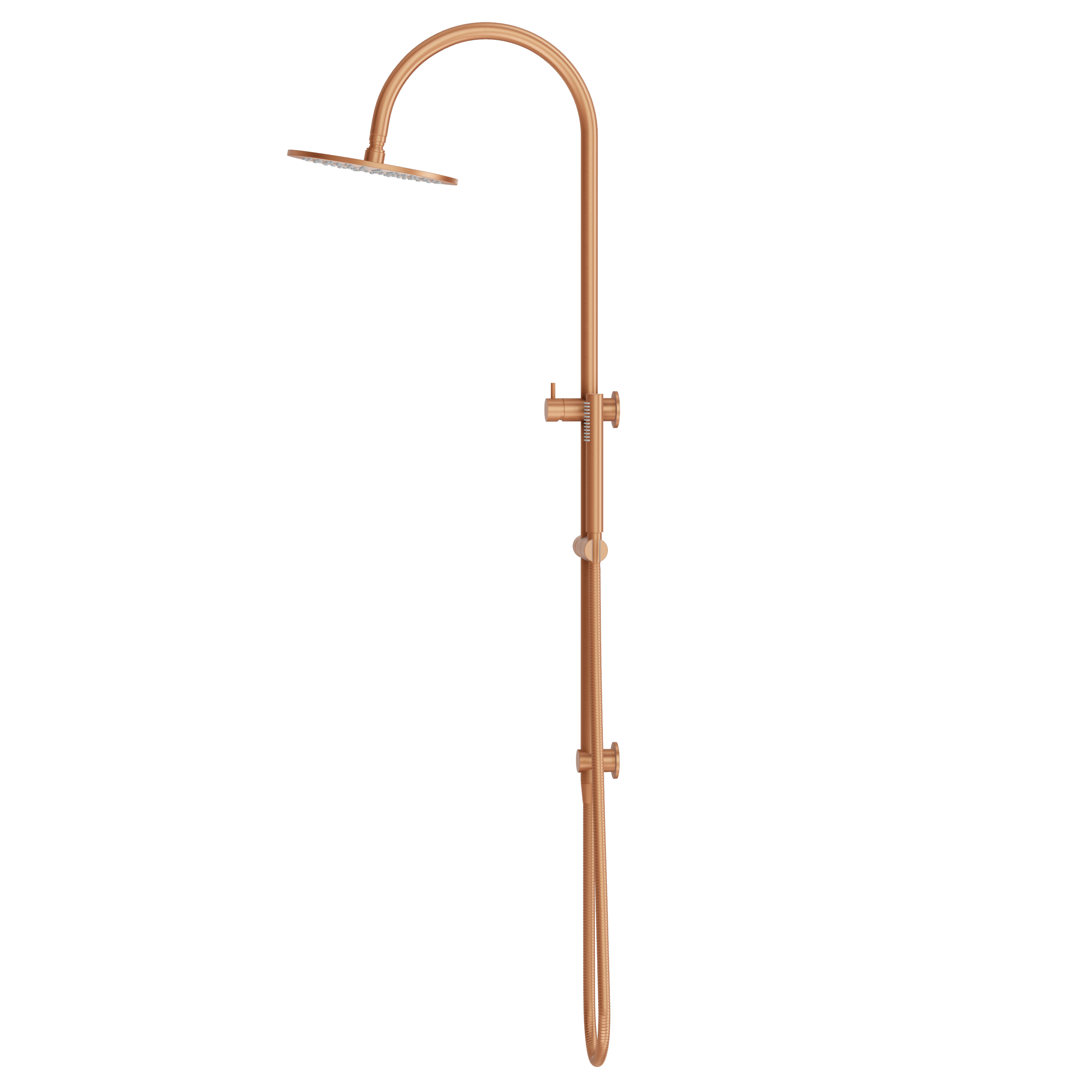 Gooseneck Shower Rail Set - Brushed Copper