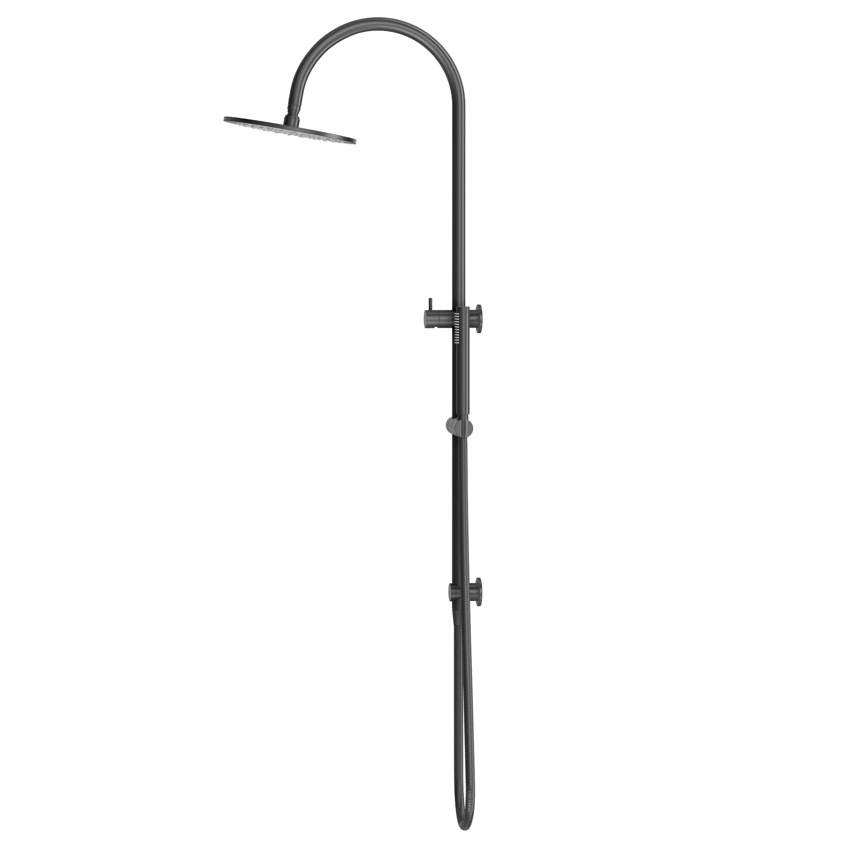 Gooseneck Shower Rail Set - Gun Metal Brushed