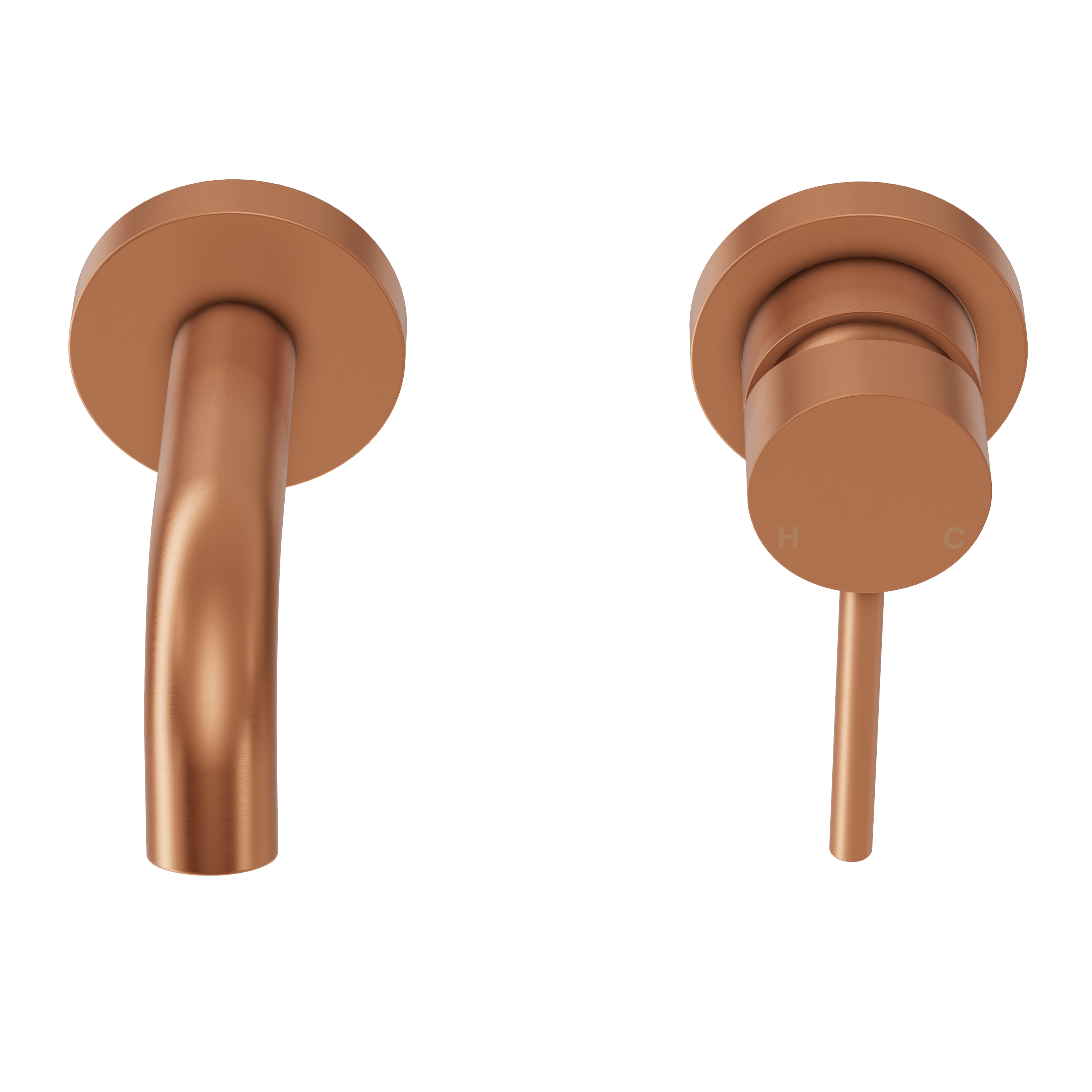 Haven Short Wall Mixer and Tap - Brushed Copper
