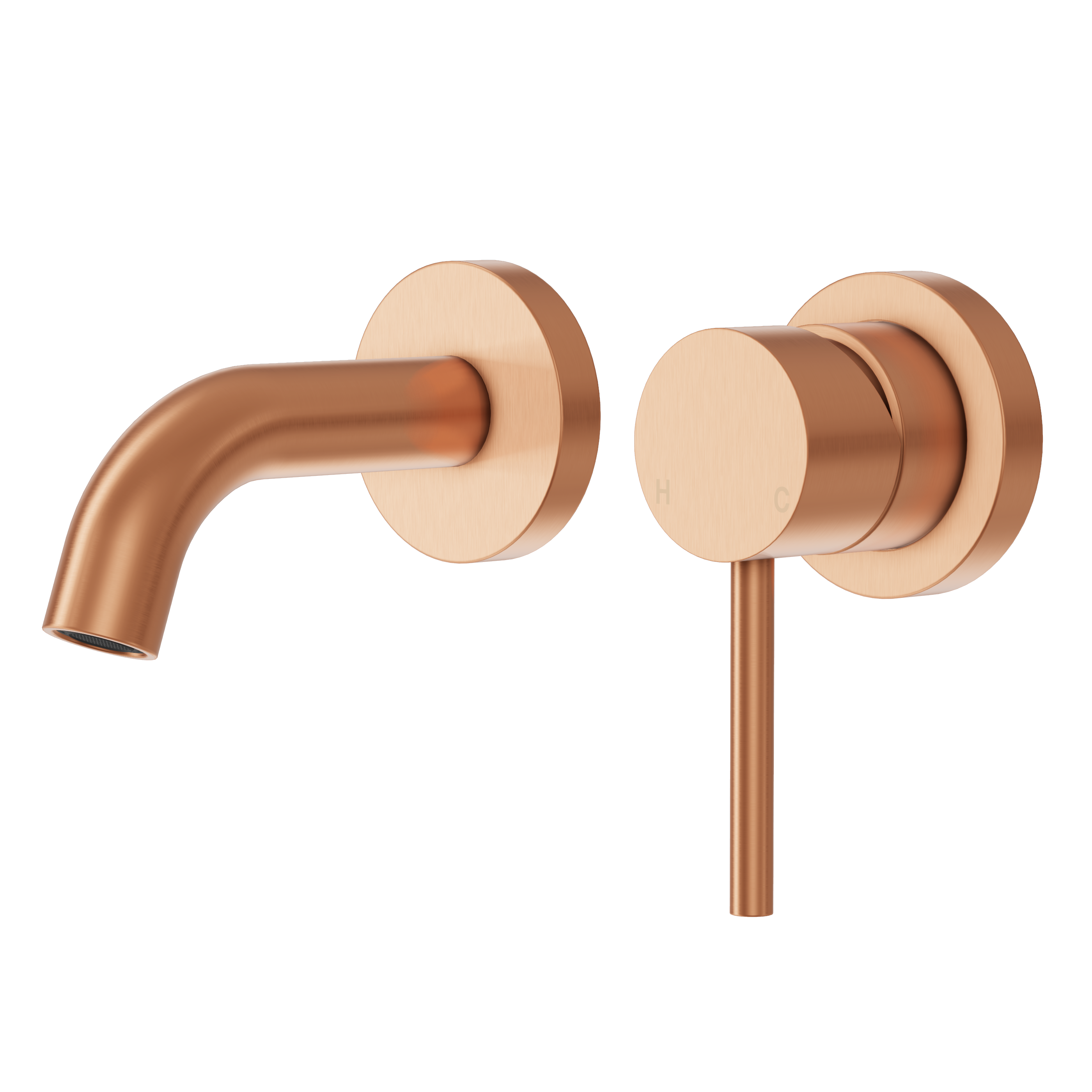 Haven Short Wall Mixer and Tap - Brushed Copper