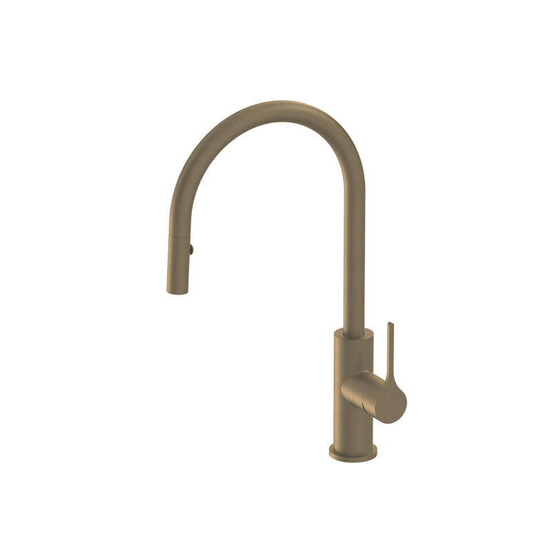 Sereno Gooseneck Pull Out Mixer - Antique Brass