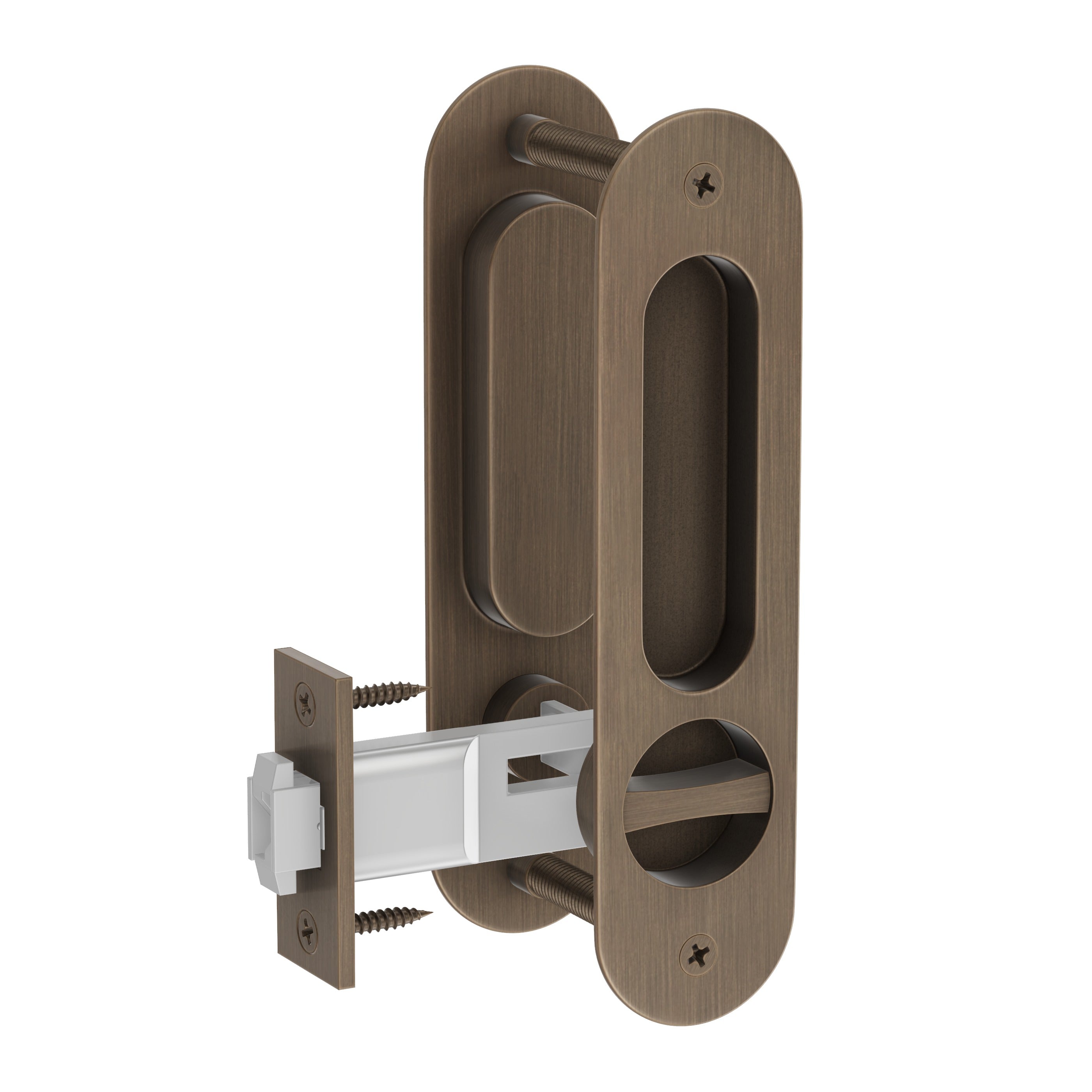 Lombardy Privacy Sliding Door Lock - Antique Brass