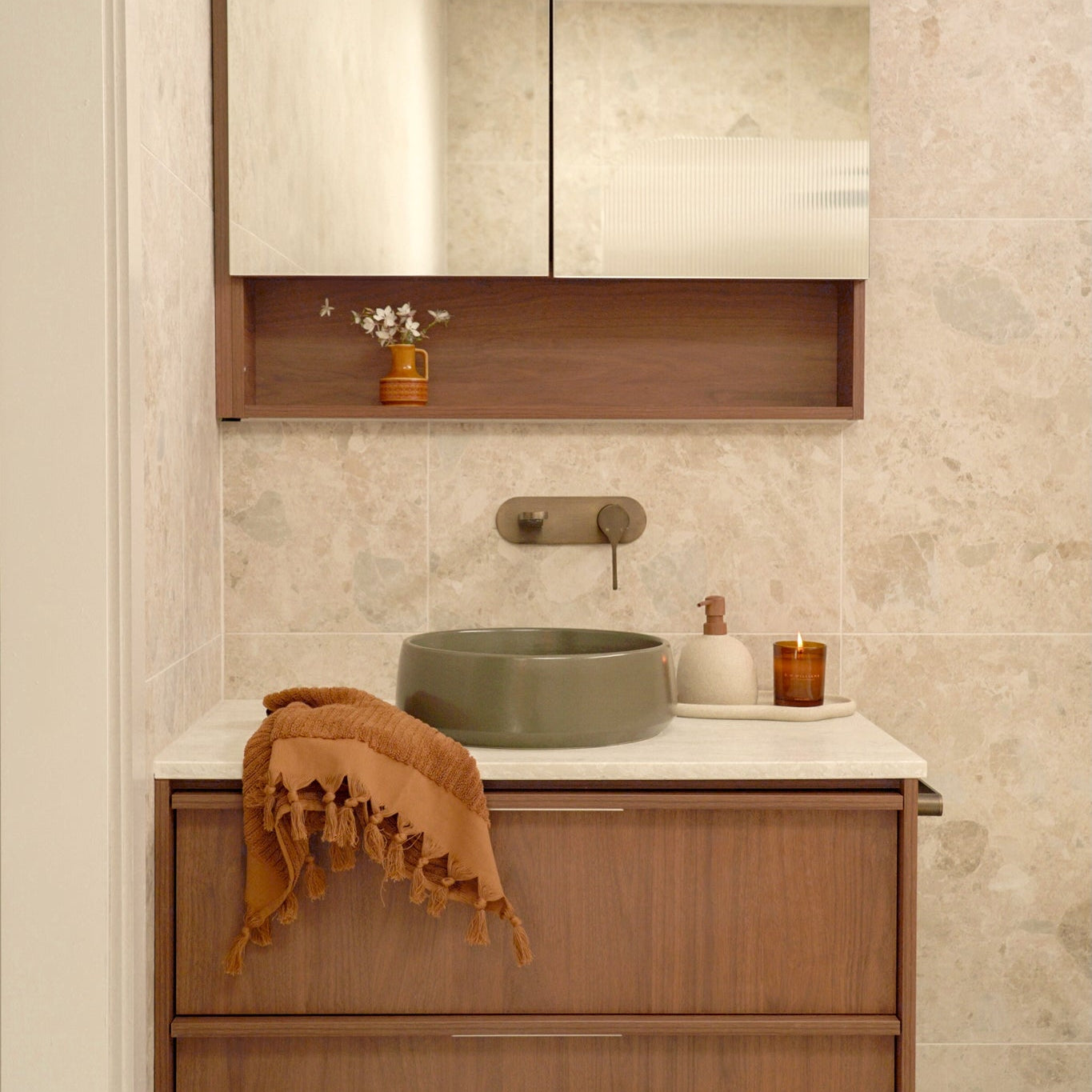 Sereno Wall Basin Mixer Tap - Antique Brass