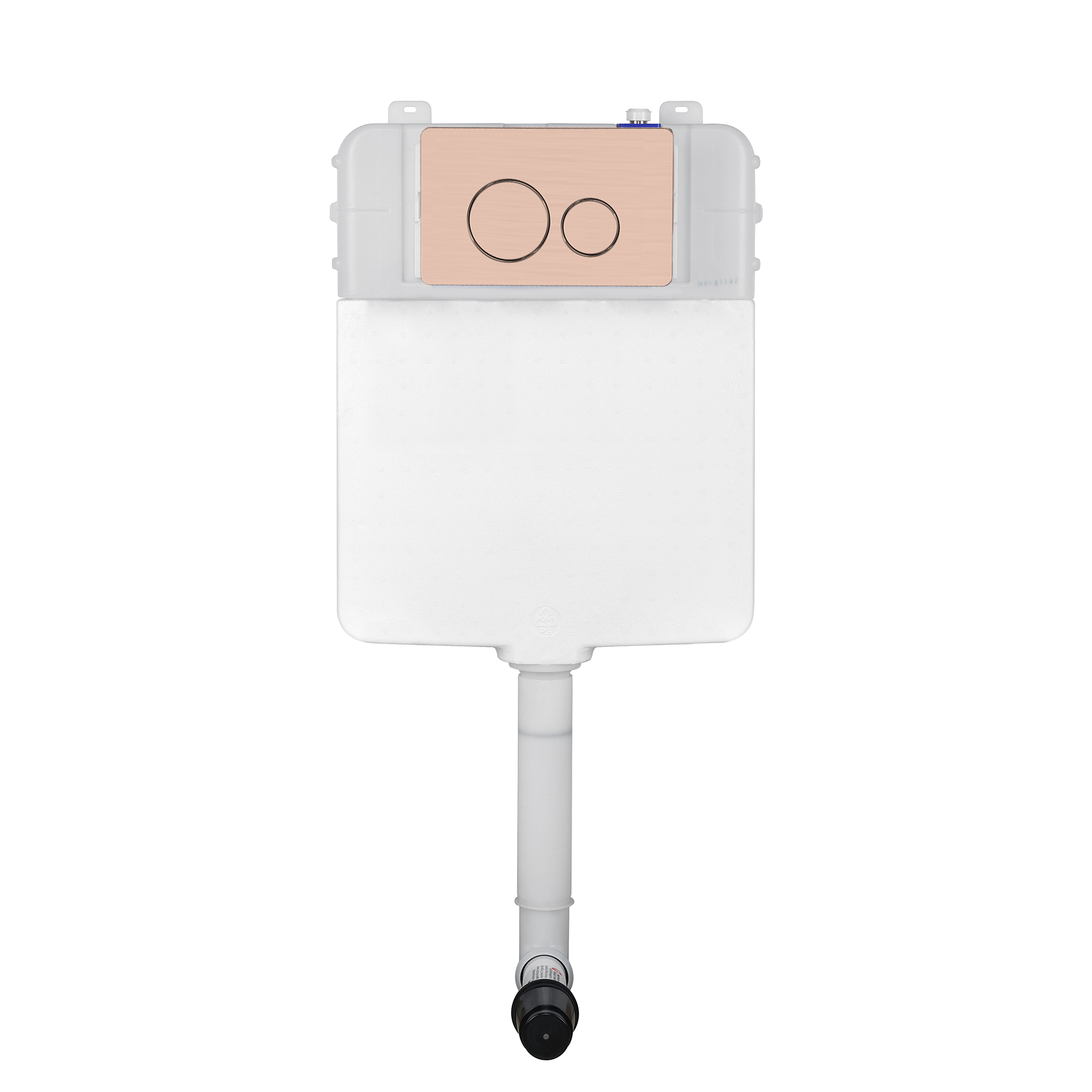 Floor Mounted In-Wall Cistern + Round Flush Plate - Brushed Copper