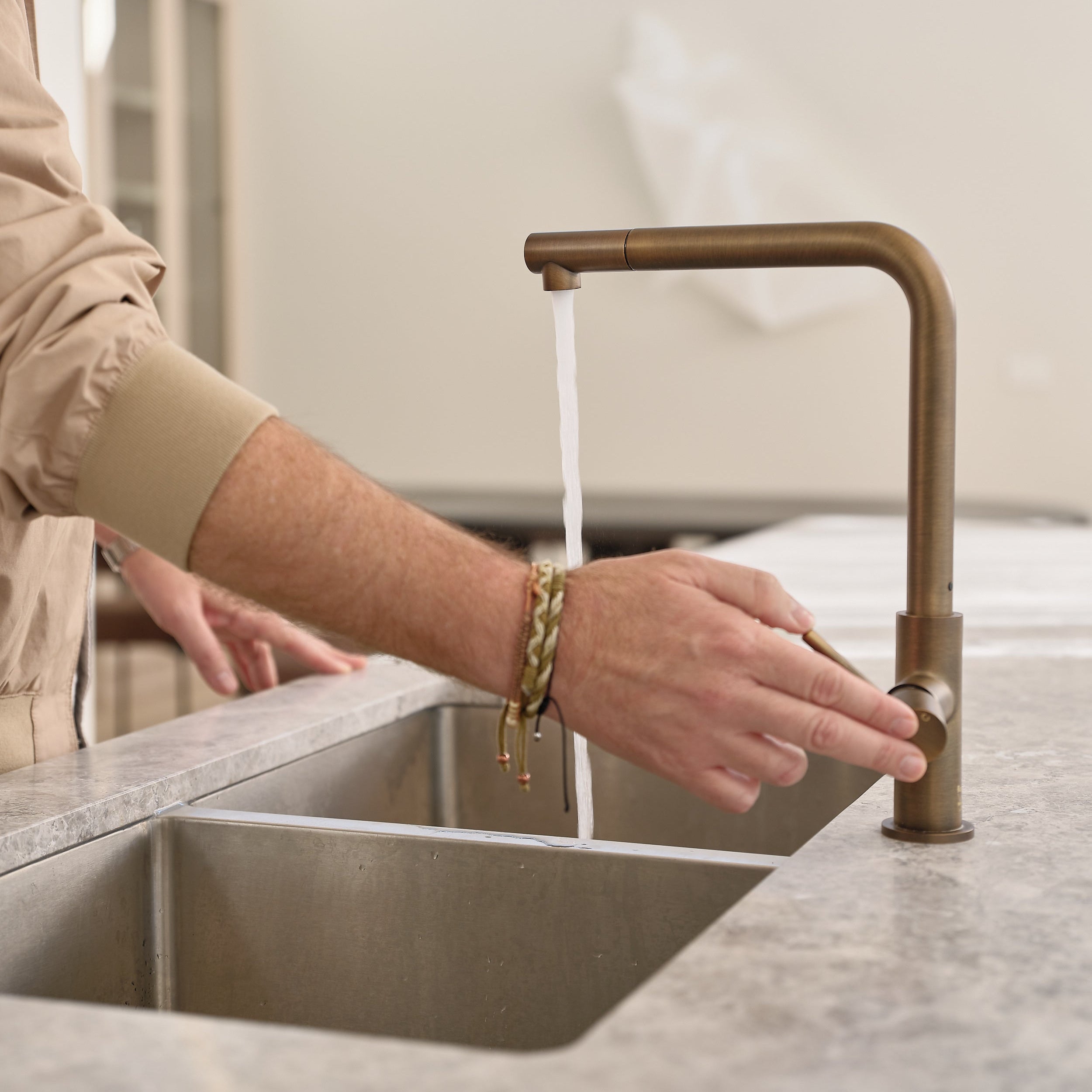 Haven Laundry Pull Out Mixer - Antique Brass