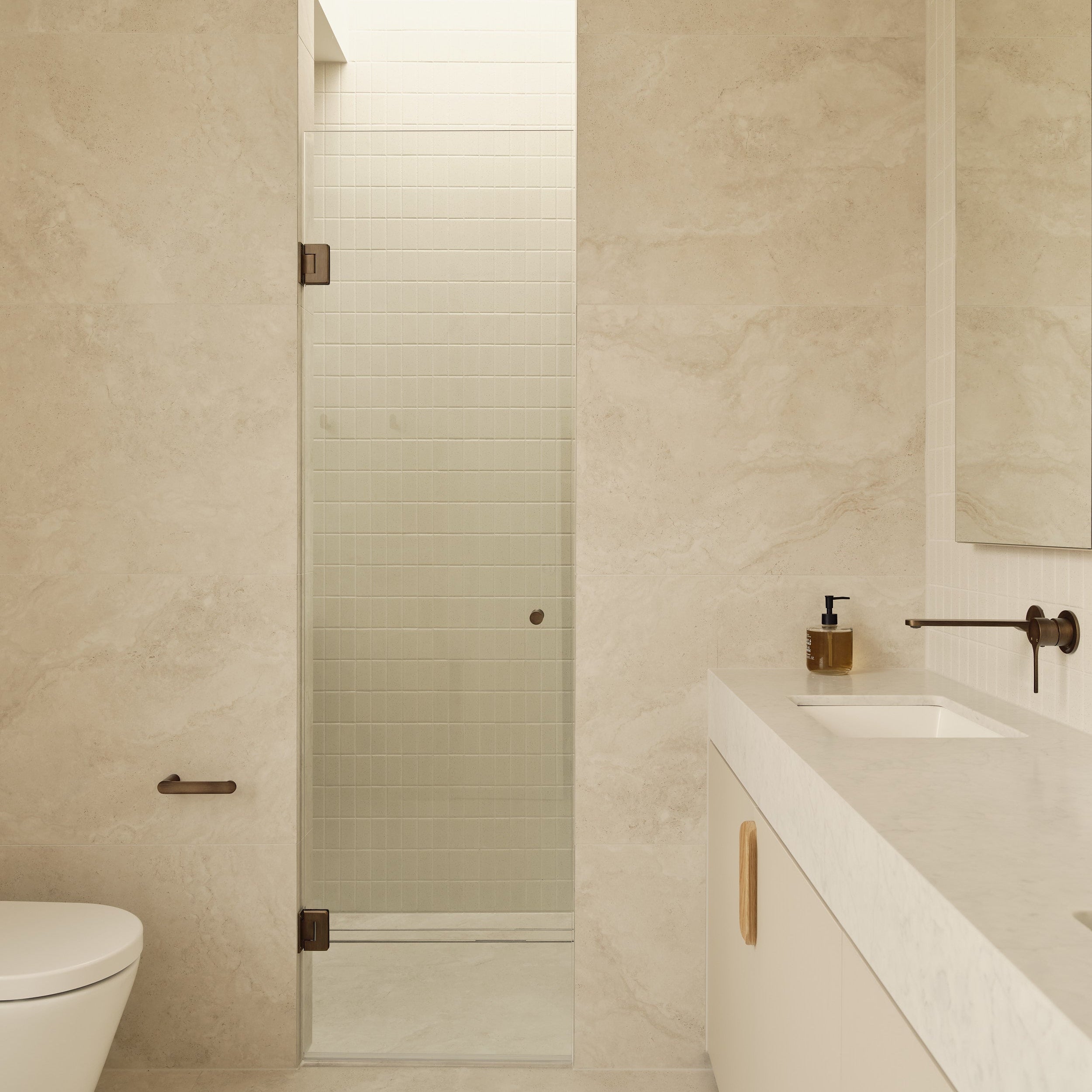 Glass to Wall Shower Hinge - Antique Brass