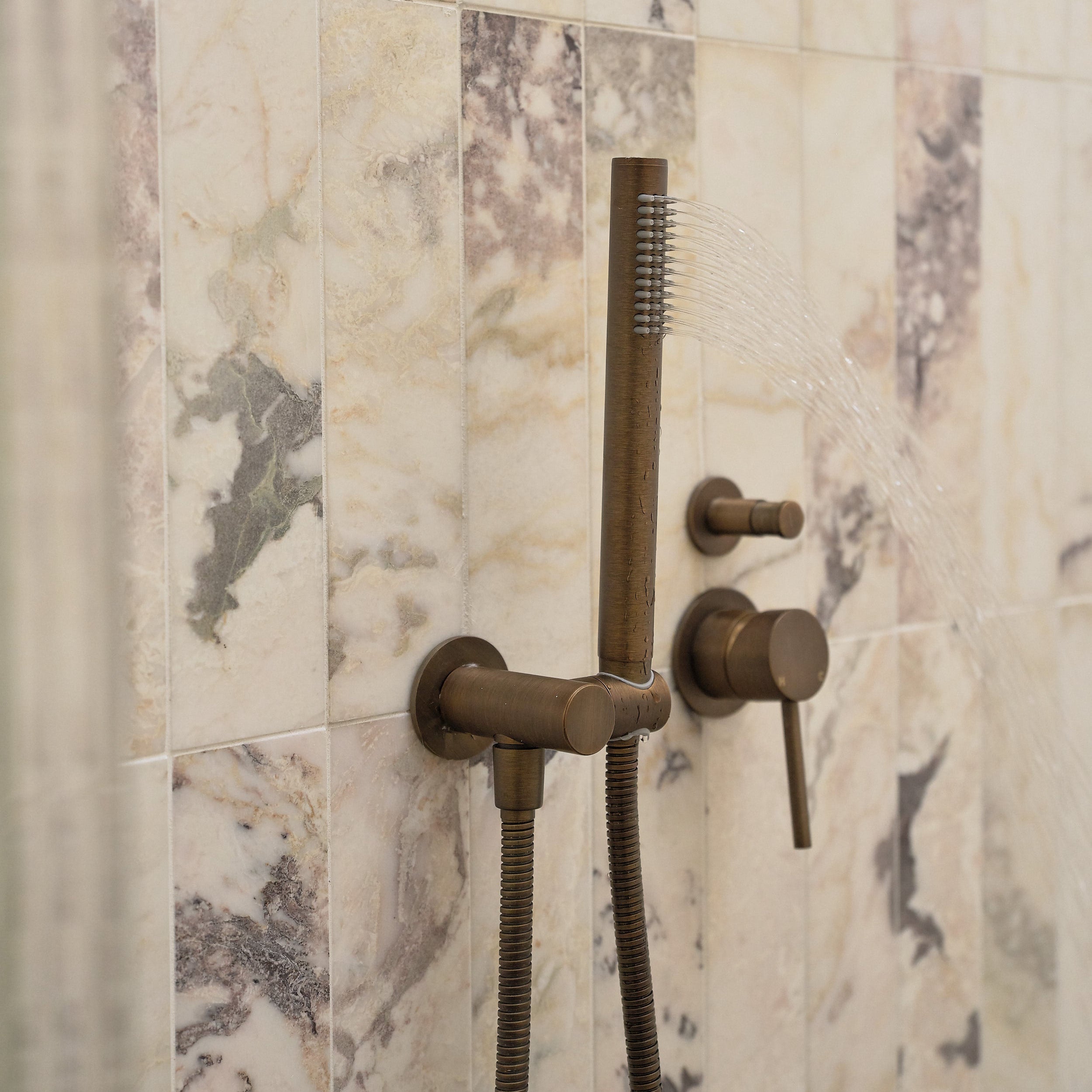 Haven Minimal Diverter Wall Mixer - Antique Brass