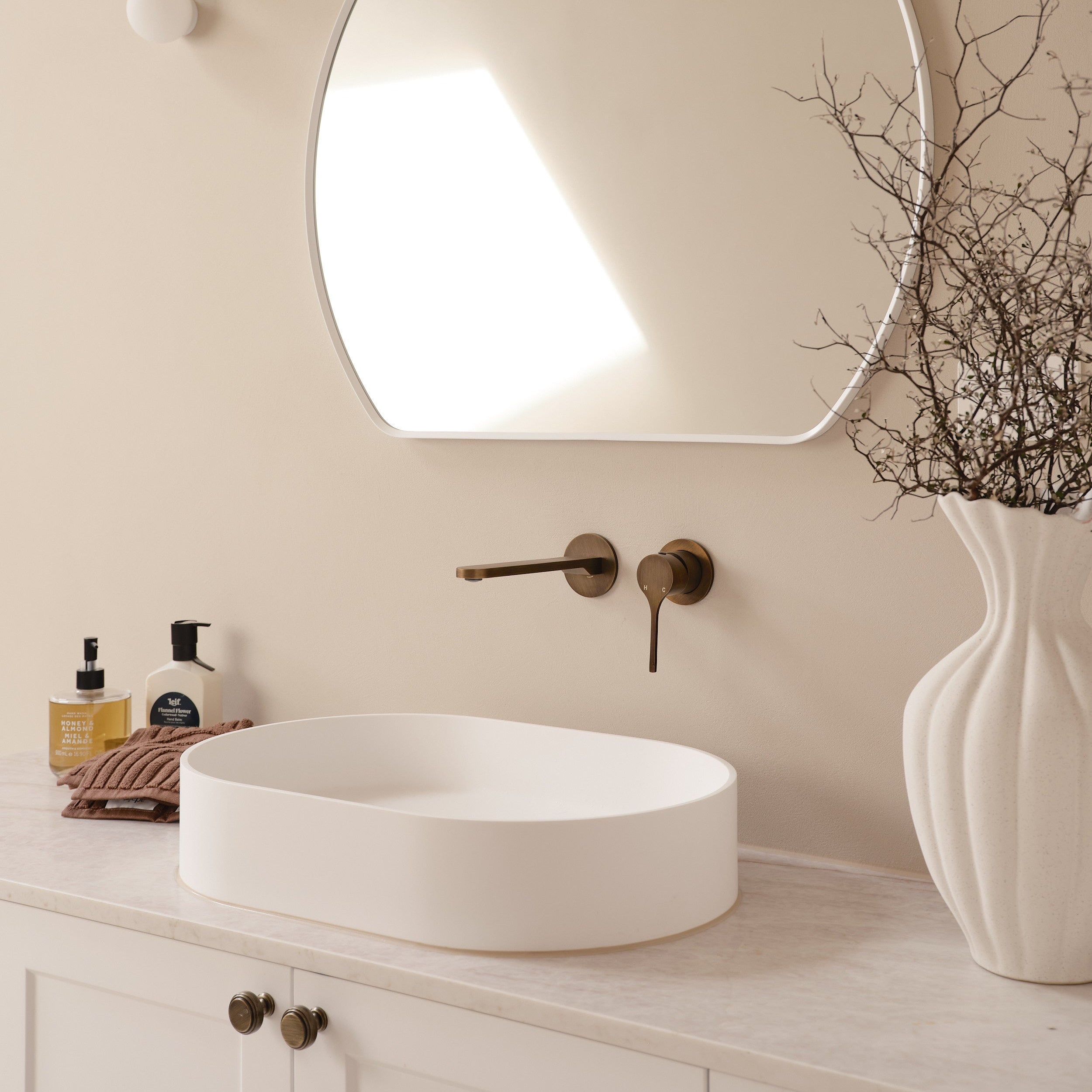 Sereno Minimal Wall Mixer and Tap - Antique Brass