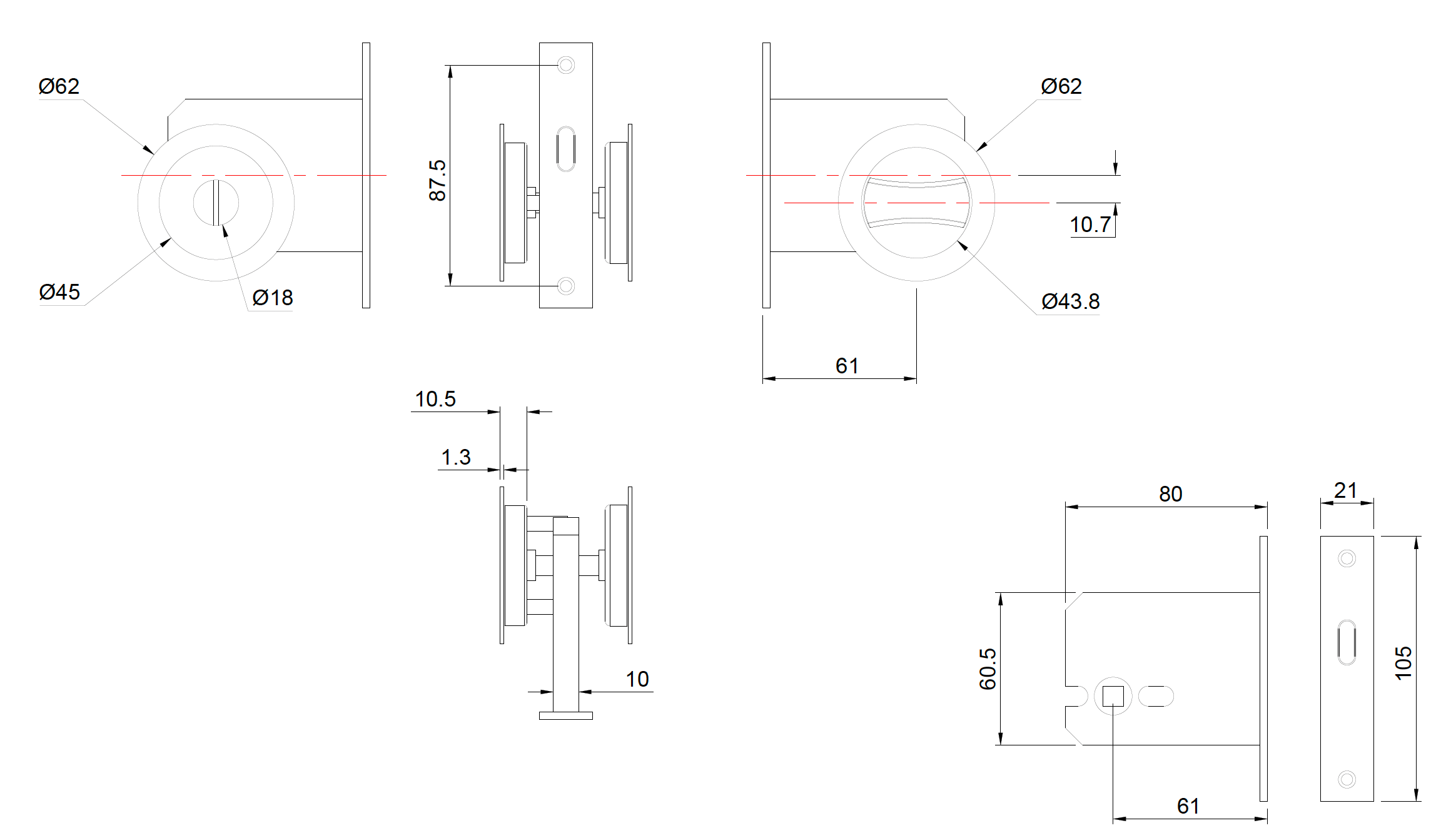 Lombardy Flush Door Lock - Brushed Nickel