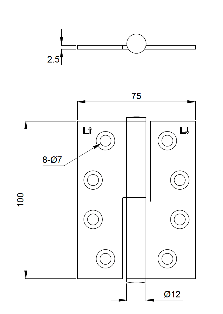 Lombardy Lift Off Left Hand Hinge (Pair) – Gun Metal Brushed
