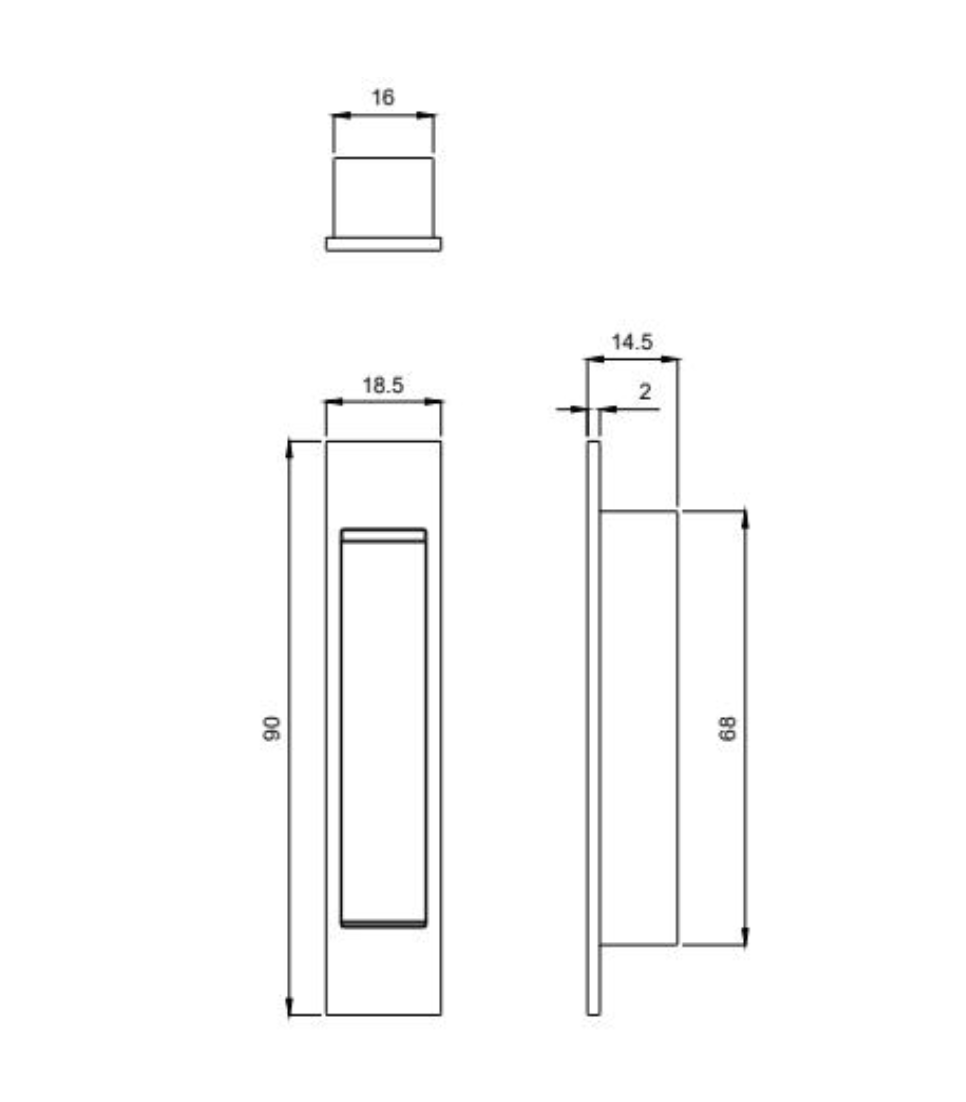 Concealed Sliding Door Edge Pull - Brushed Nickel