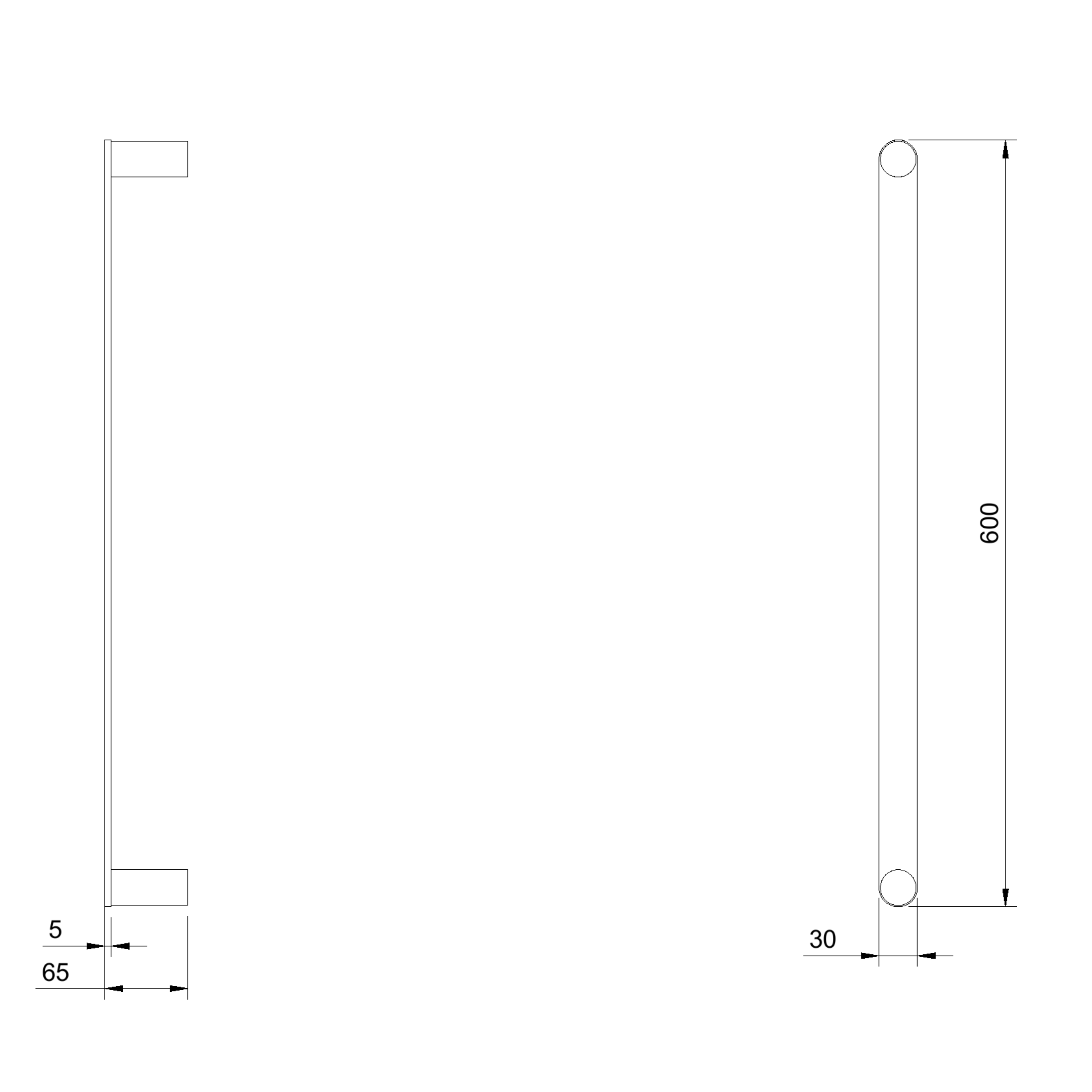 Single Towel Rail - Brushed Copper