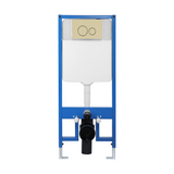Wall Hung In-Wall Cistern + Round Flush Plate - Brushed Brass