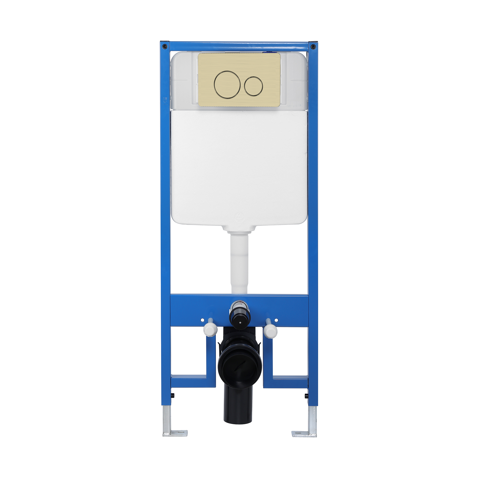 Wall Hung In-Wall Cistern + Round Flush Plate - Brushed Brass