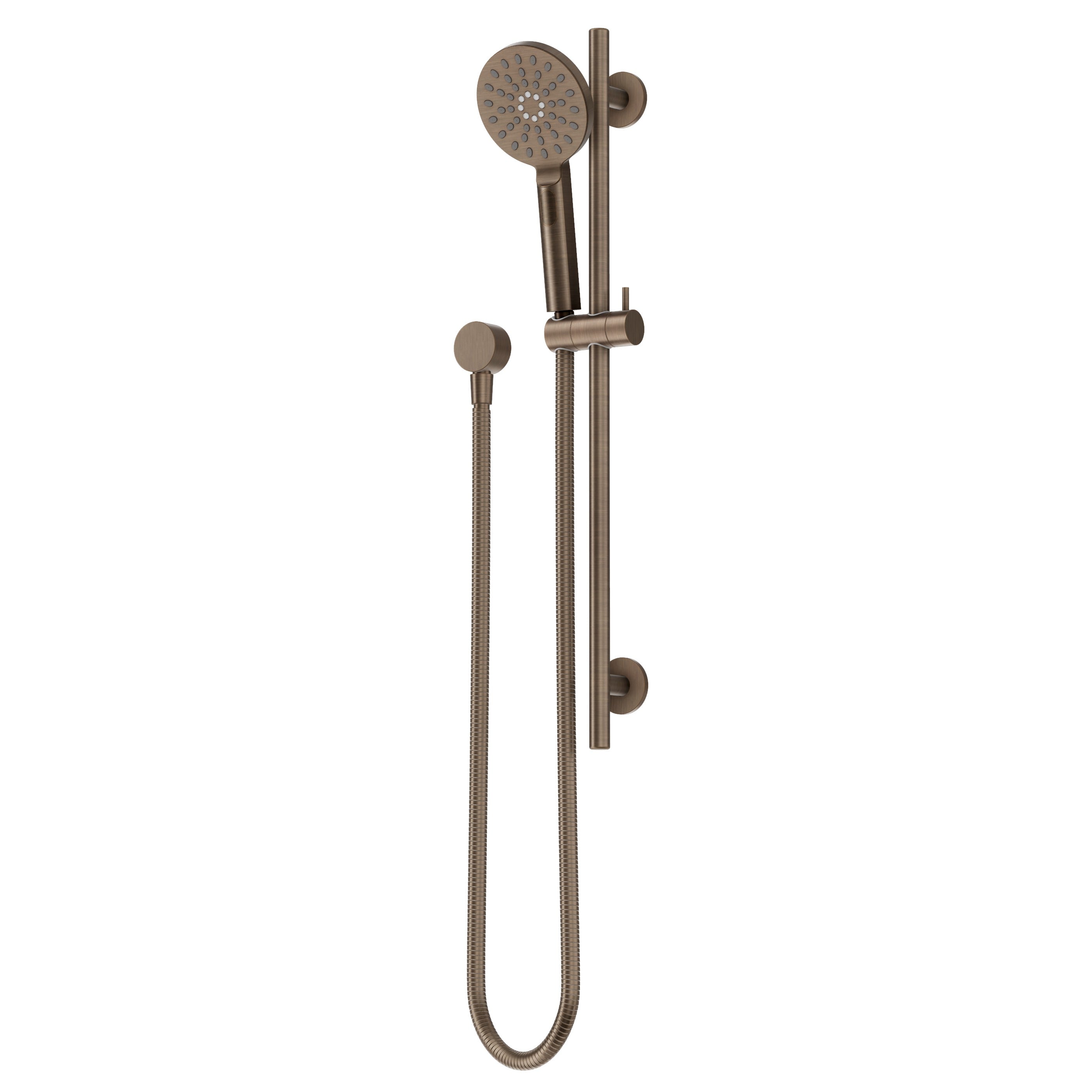 Adjustable Shower Rail Set with Round Hand Wand - Antique Brass