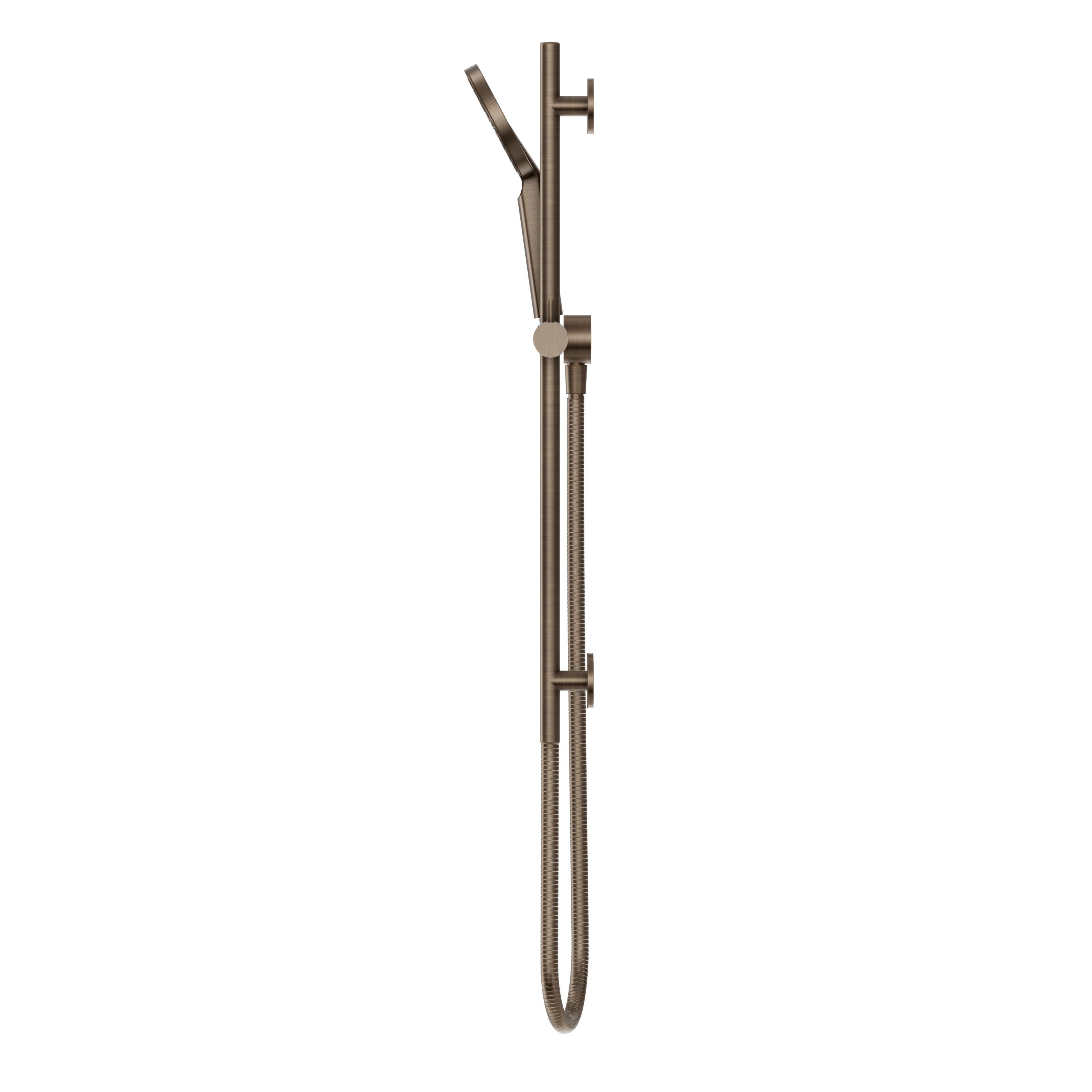 Adjustable Shower Rail Set with Round Hand Wand - Antique Brass