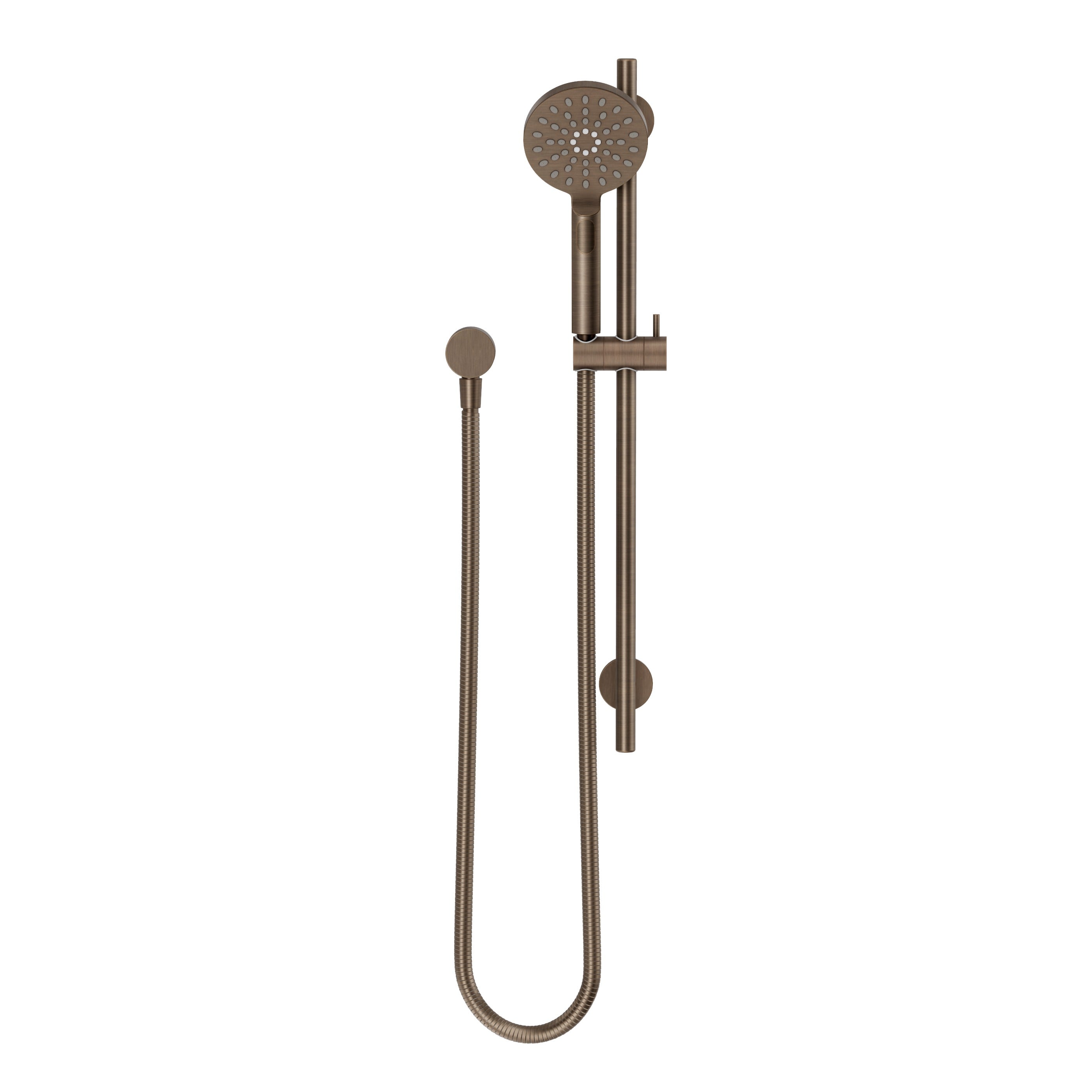 Adjustable Shower Rail Set with Round Hand Wand - Antique Brass