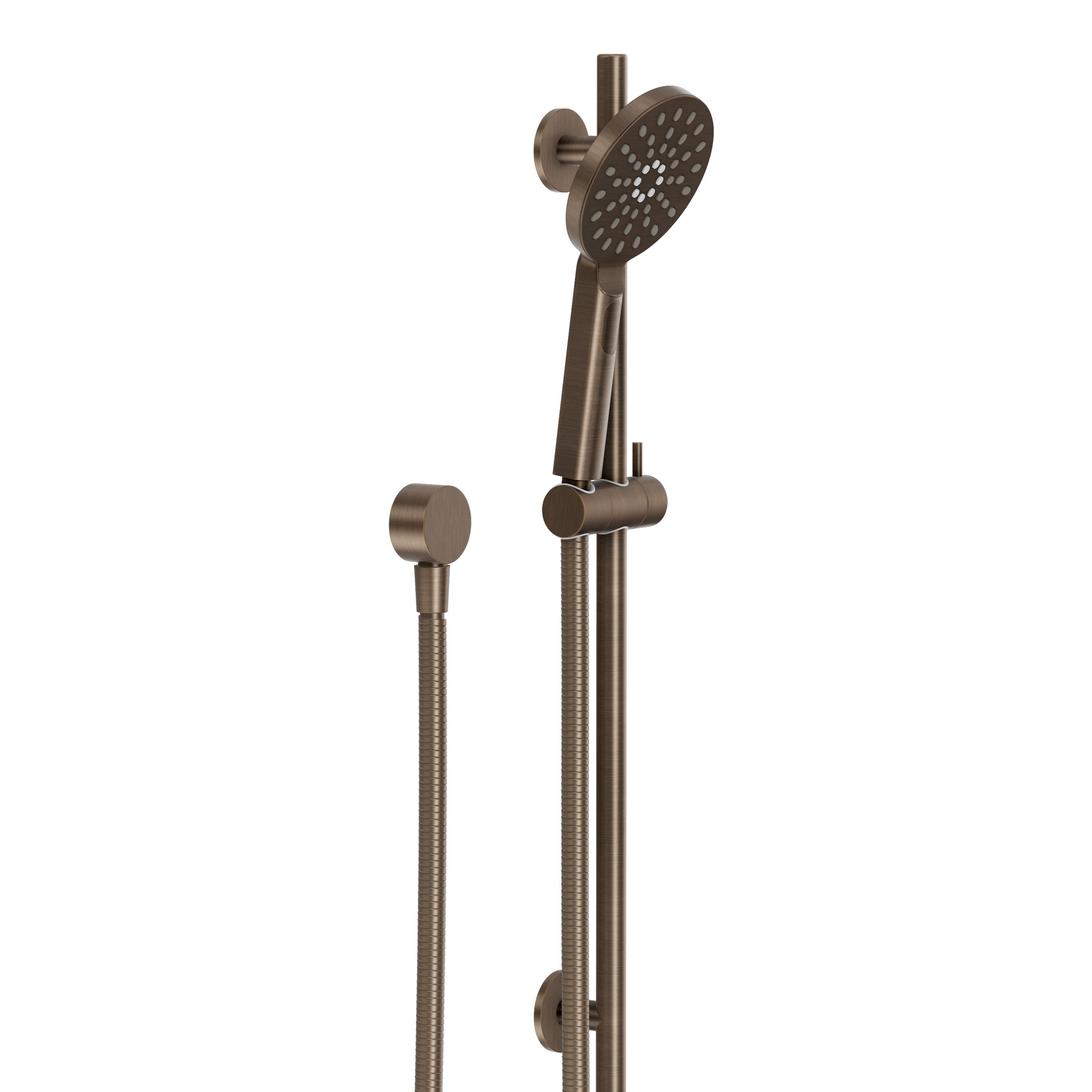 Adjustable Shower Rail Set with Round Hand Wand - Antique Brass