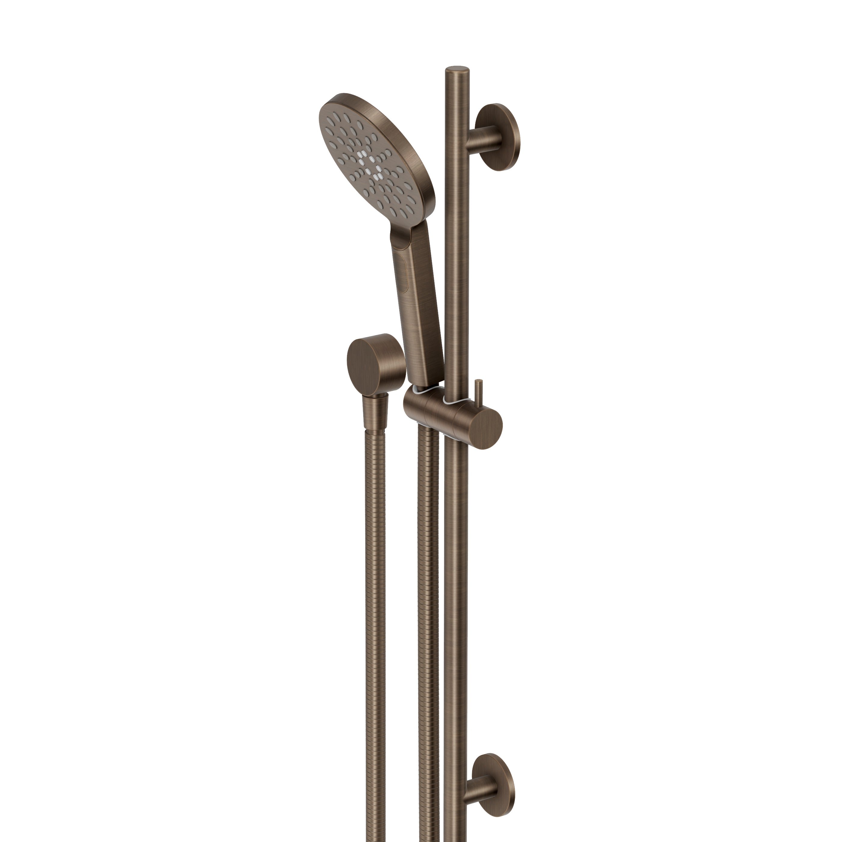 Adjustable Shower Rail Set with Round Hand Wand - Antique Brass