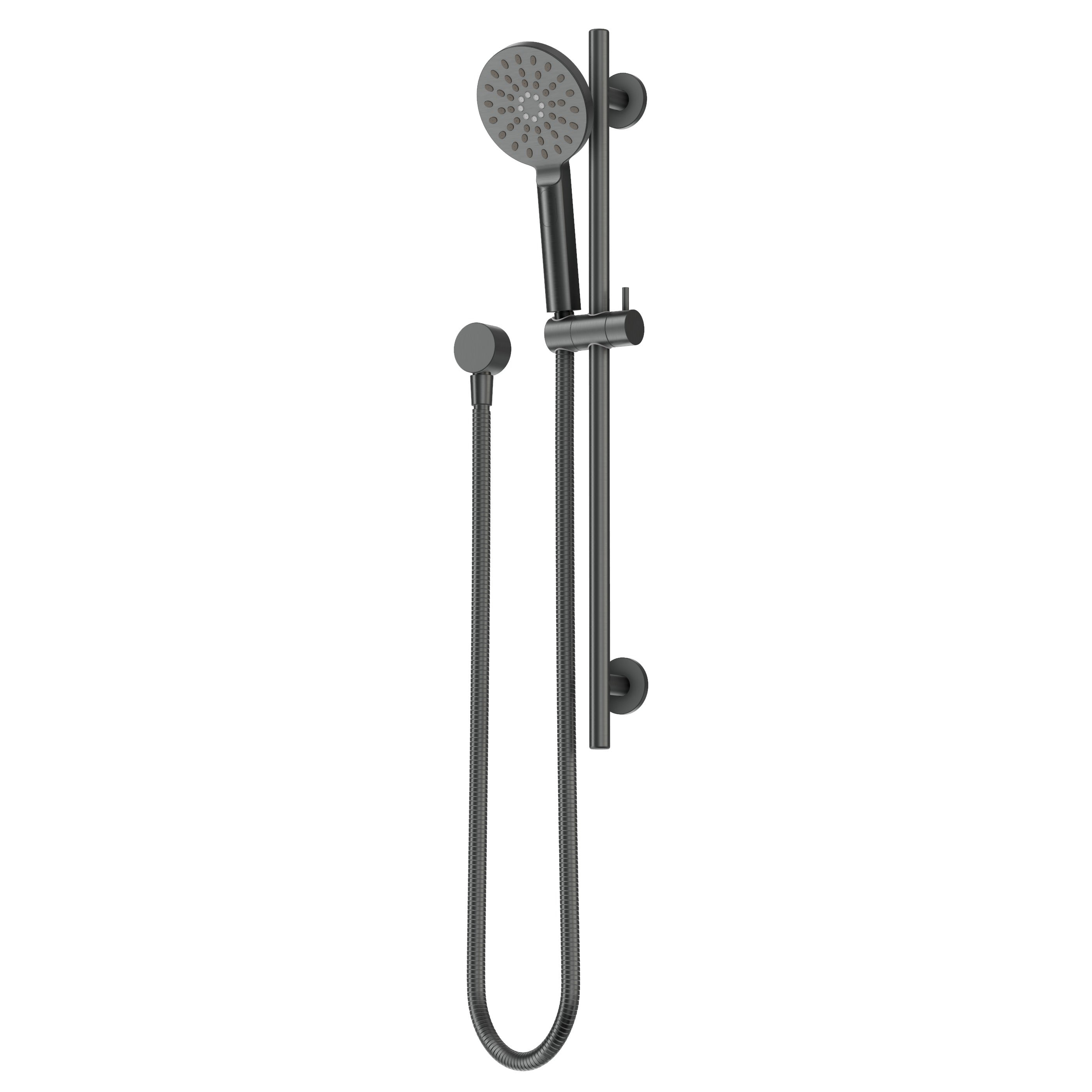Adjustable Shower Rail Set with Round Hand Wand - Gun Metal Brushed
