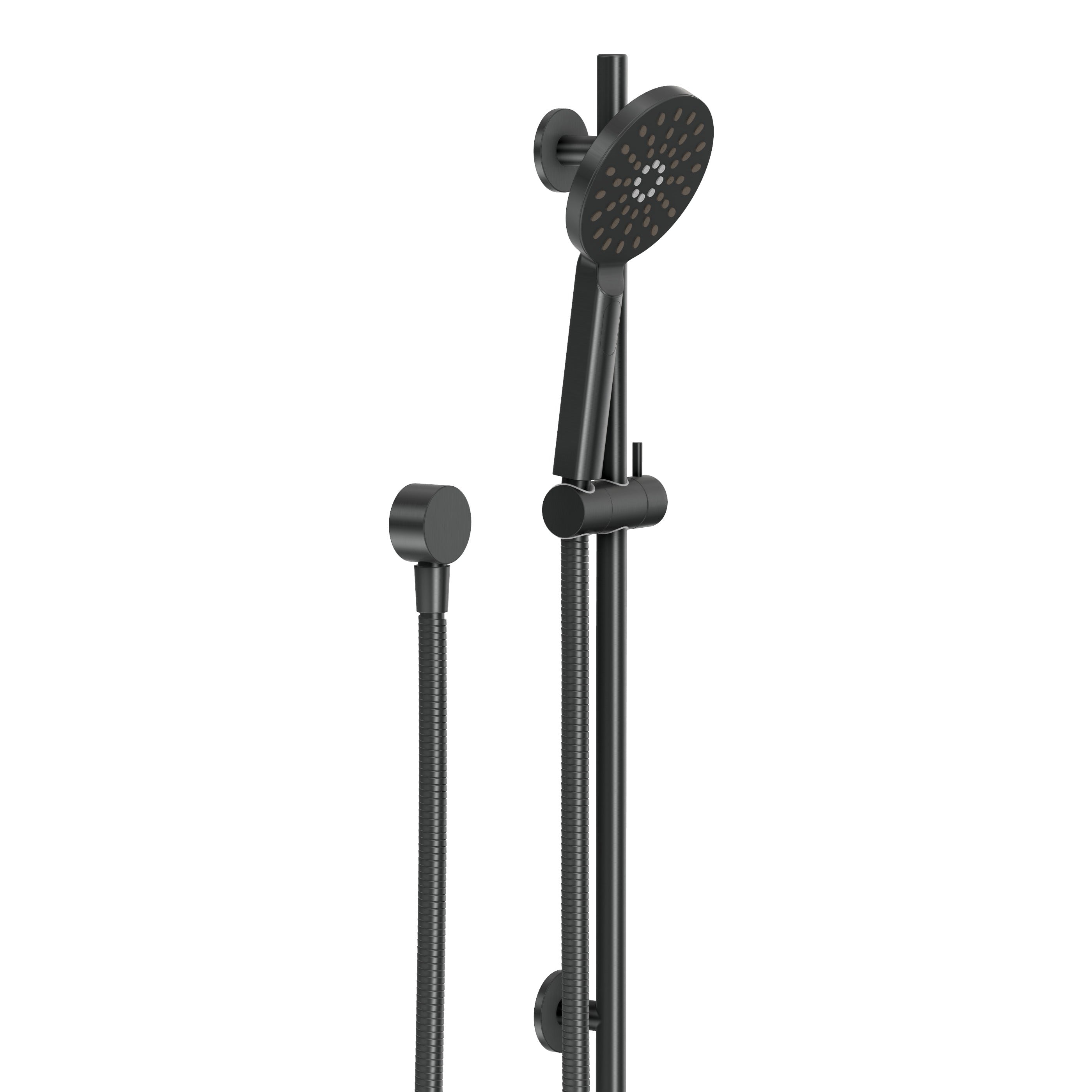 Adjustable Shower Rail Set with Round Hand Wand - Gun Metal Brushed