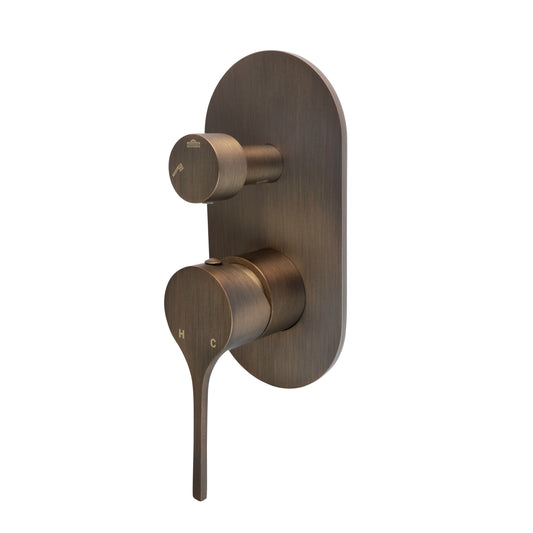 Sereno Concealed Diverter Wall Mixer - Antique Brass