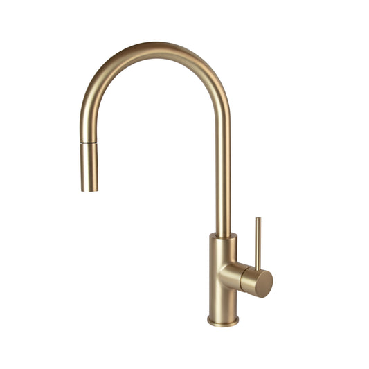 Haven Gooseneck Pull Out Mixer - Gold Brushed