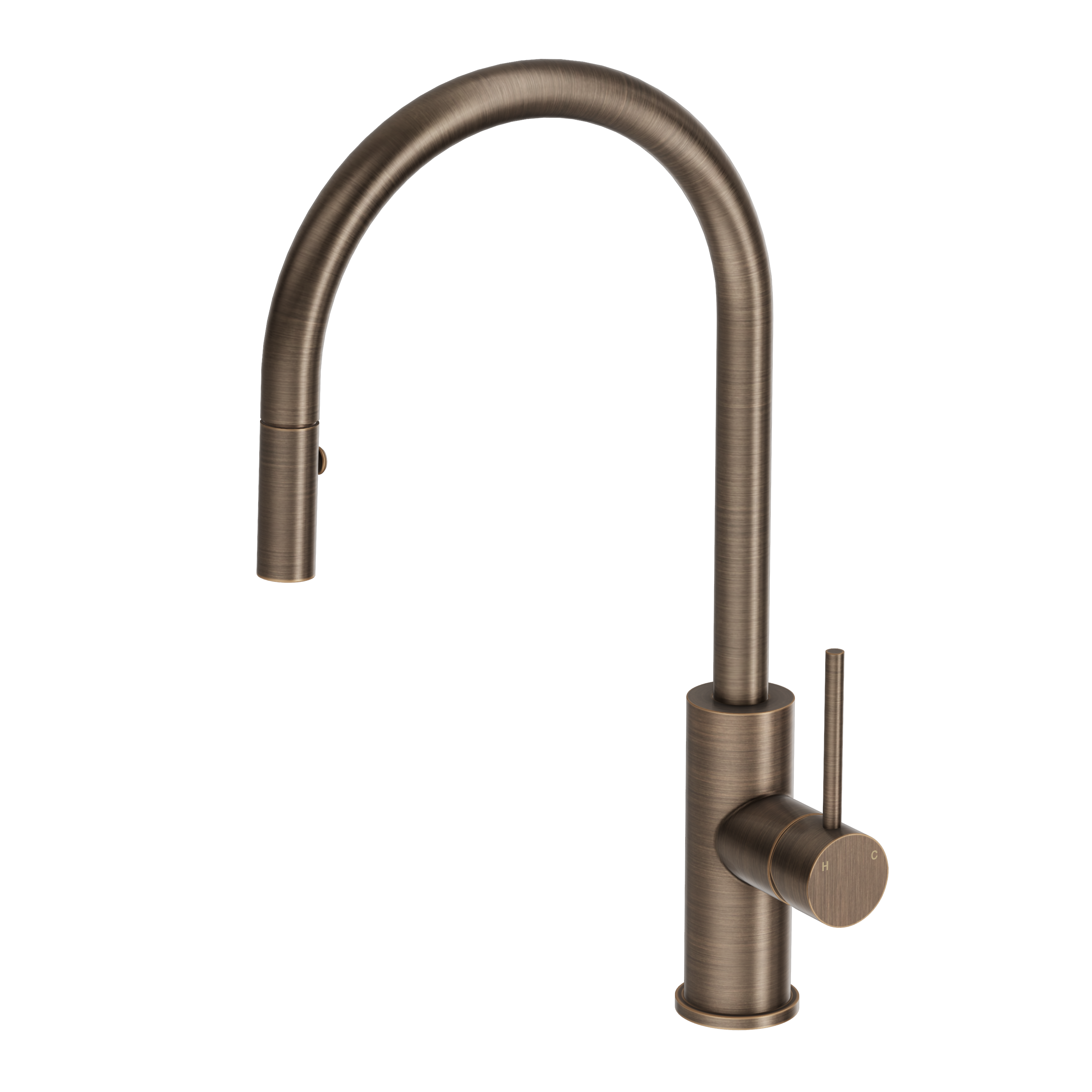 Haven Gooseneck Pull Out Mixer - Antique Brass