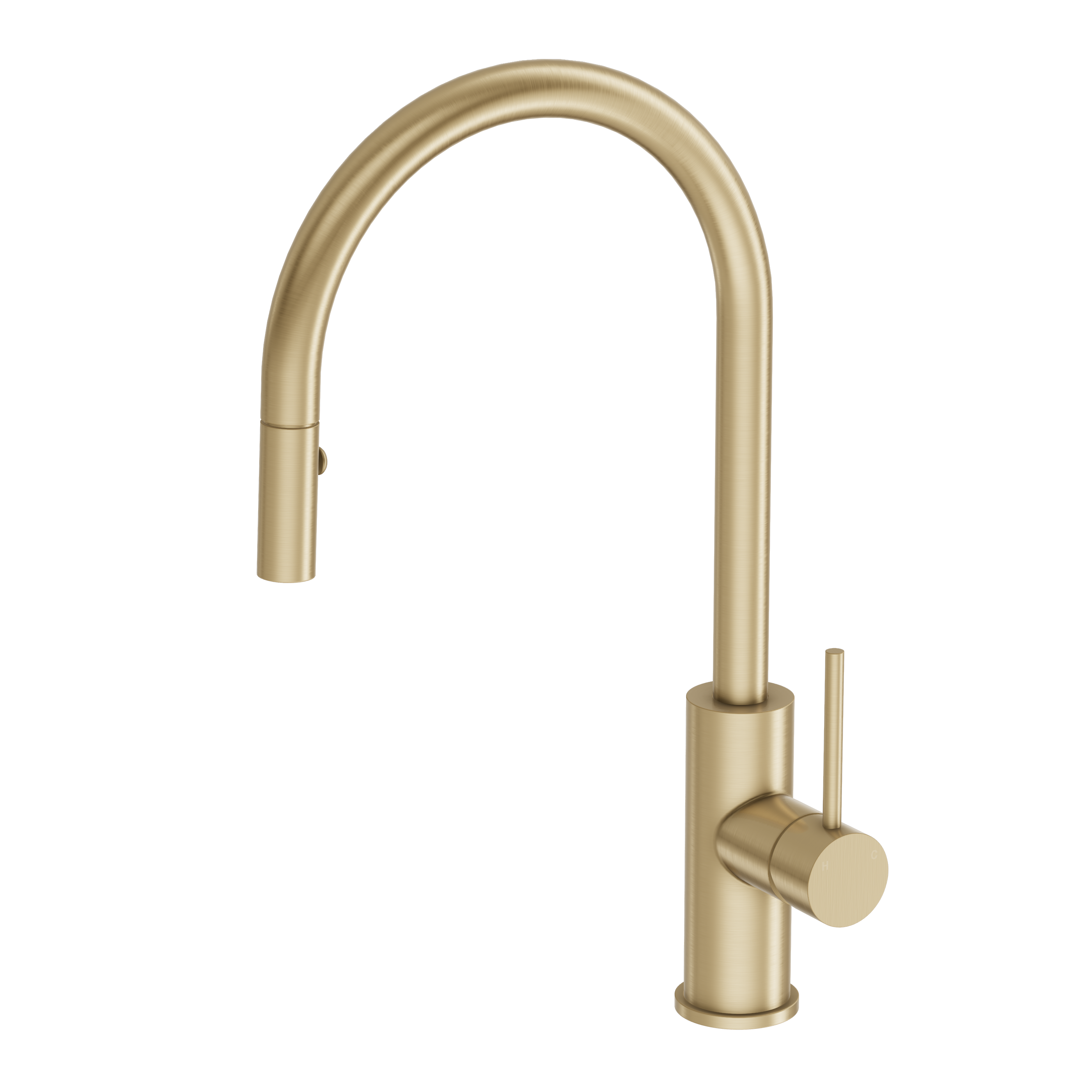Haven Gooseneck Pull Out Mixer - Brushed Brass