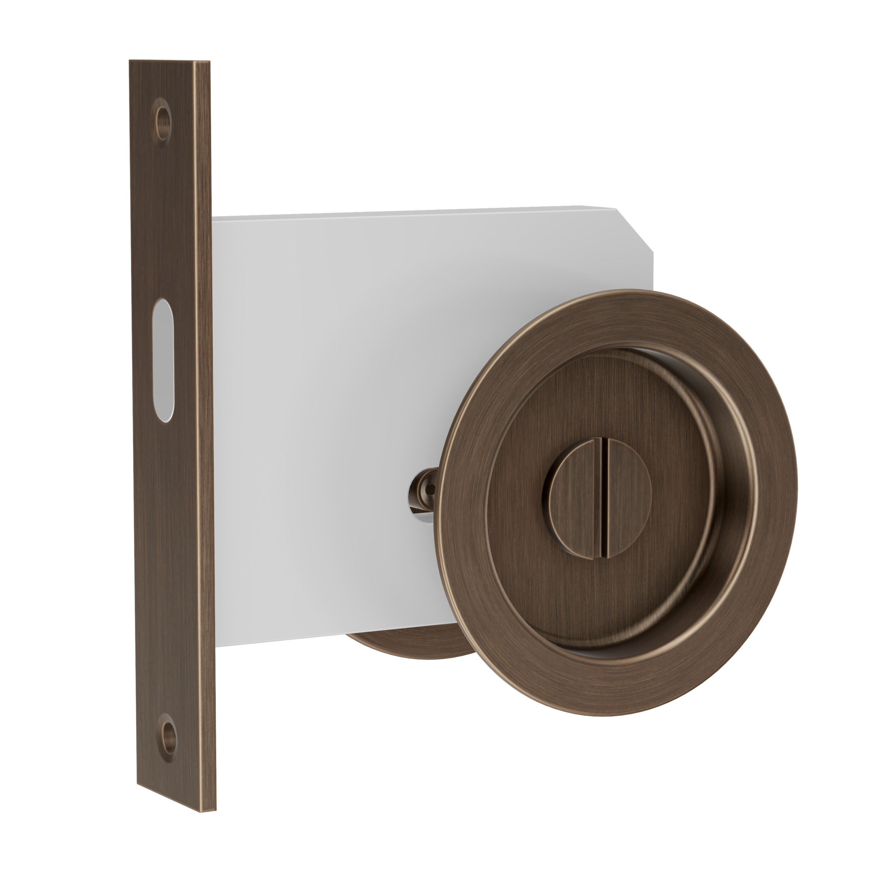 Lombardy Flush Door Lock - Antique Brass