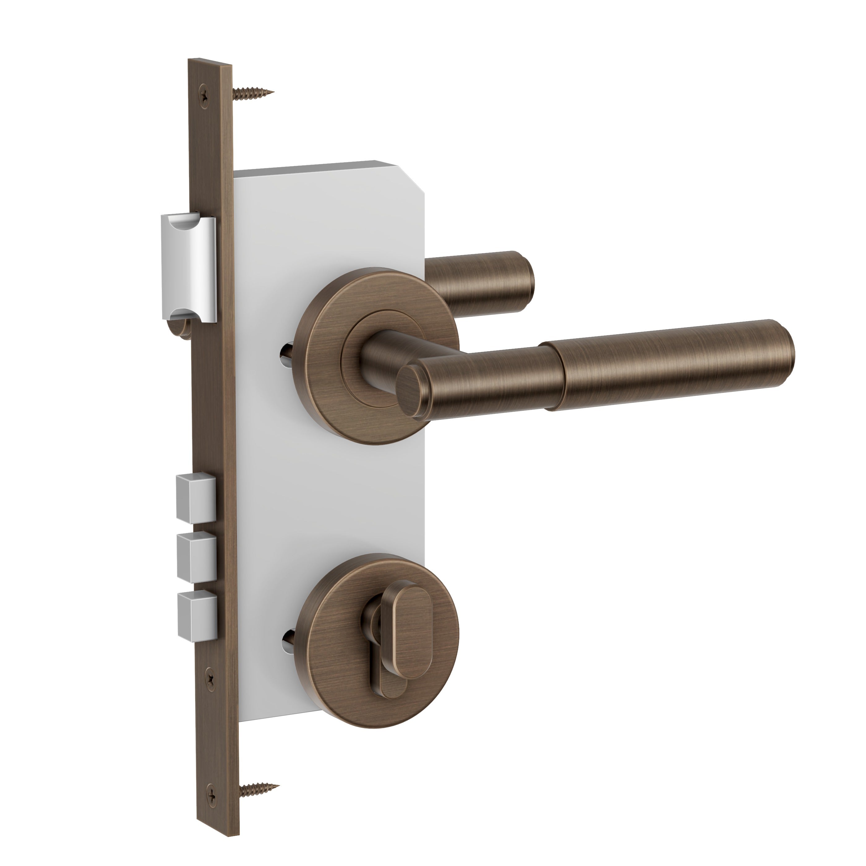 Lombardy Front Door Lock Set - Antique Brass