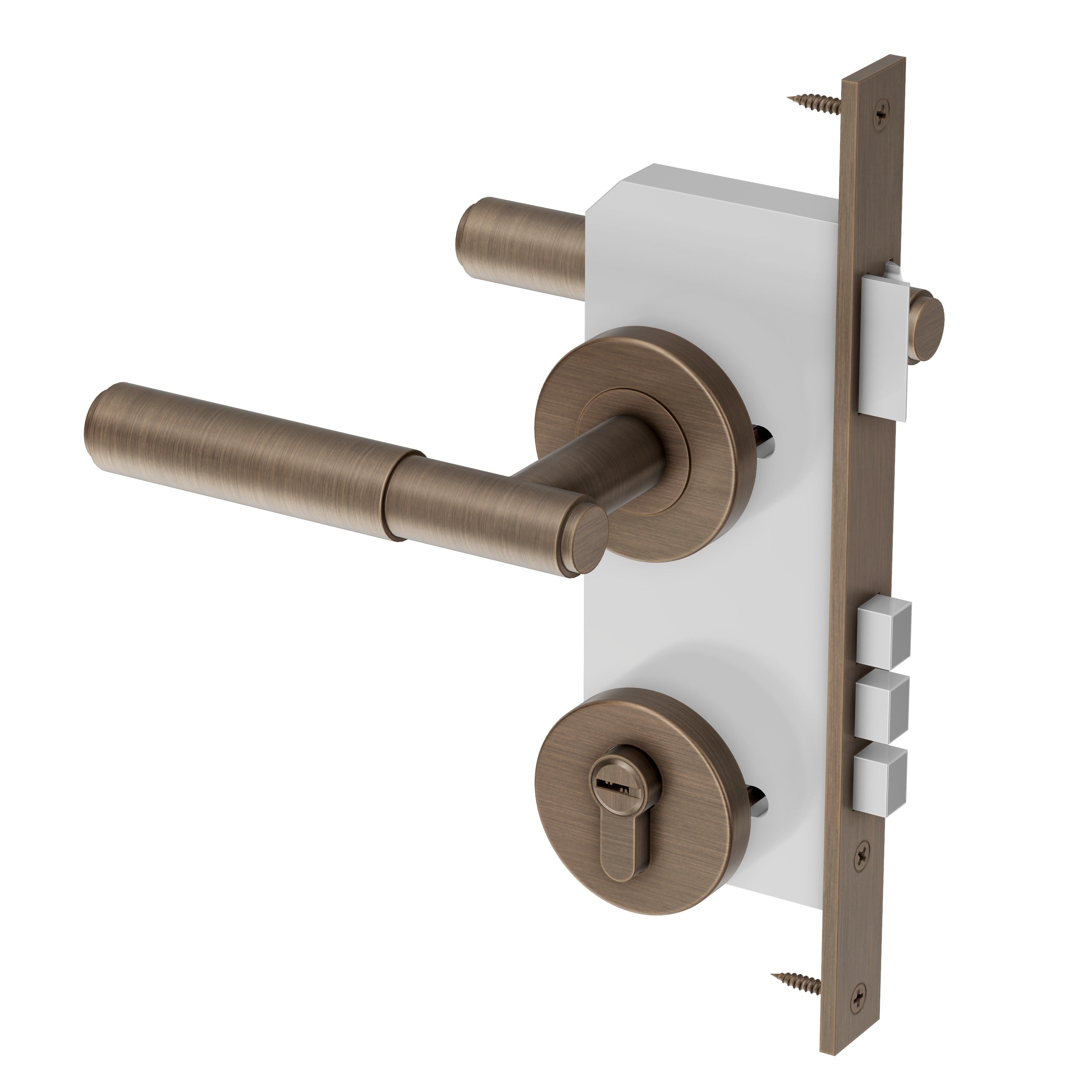 Lombardy Front Door Lock Set - Antique Brass