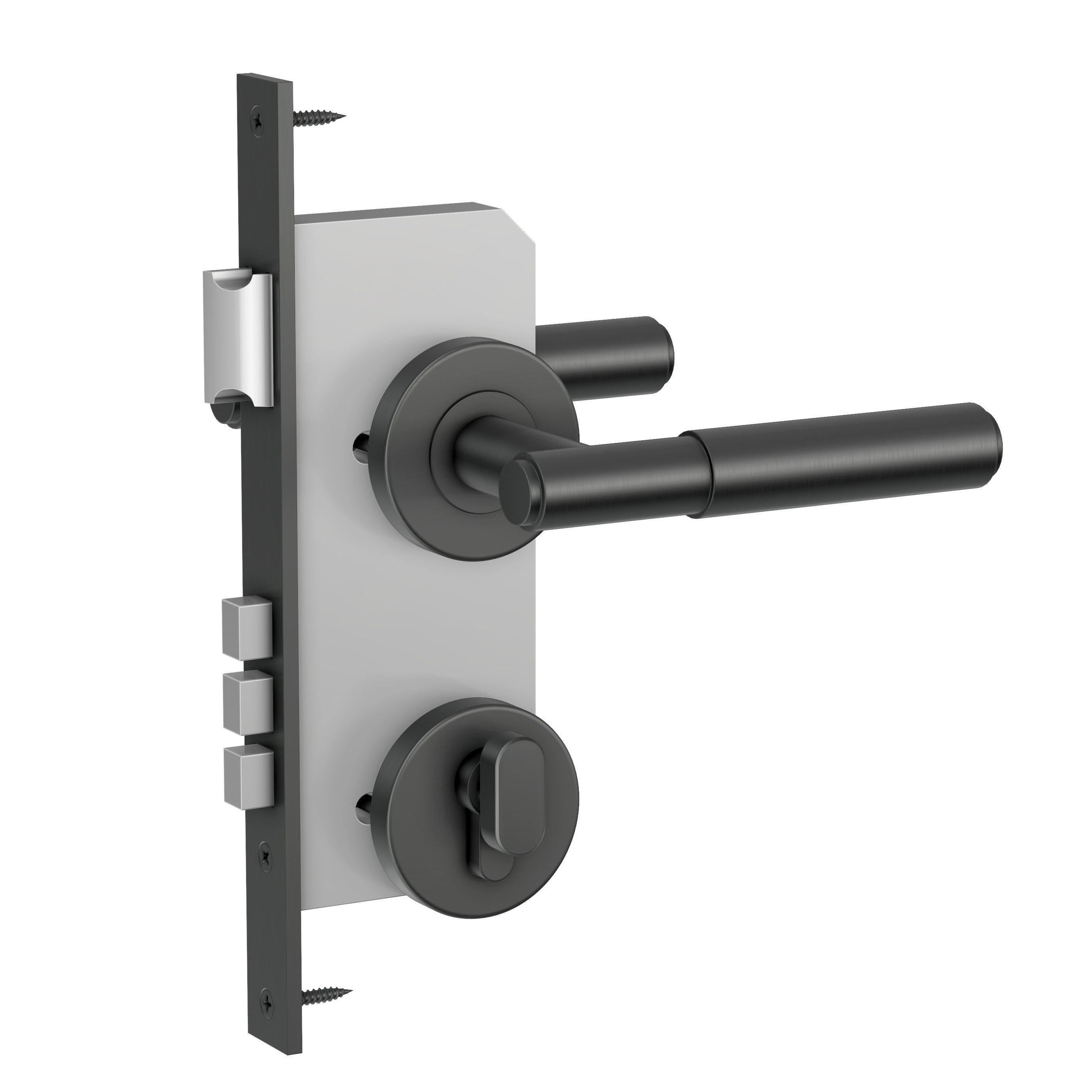 Lombardy Front Door Lock Set - Gun Metal Brushed